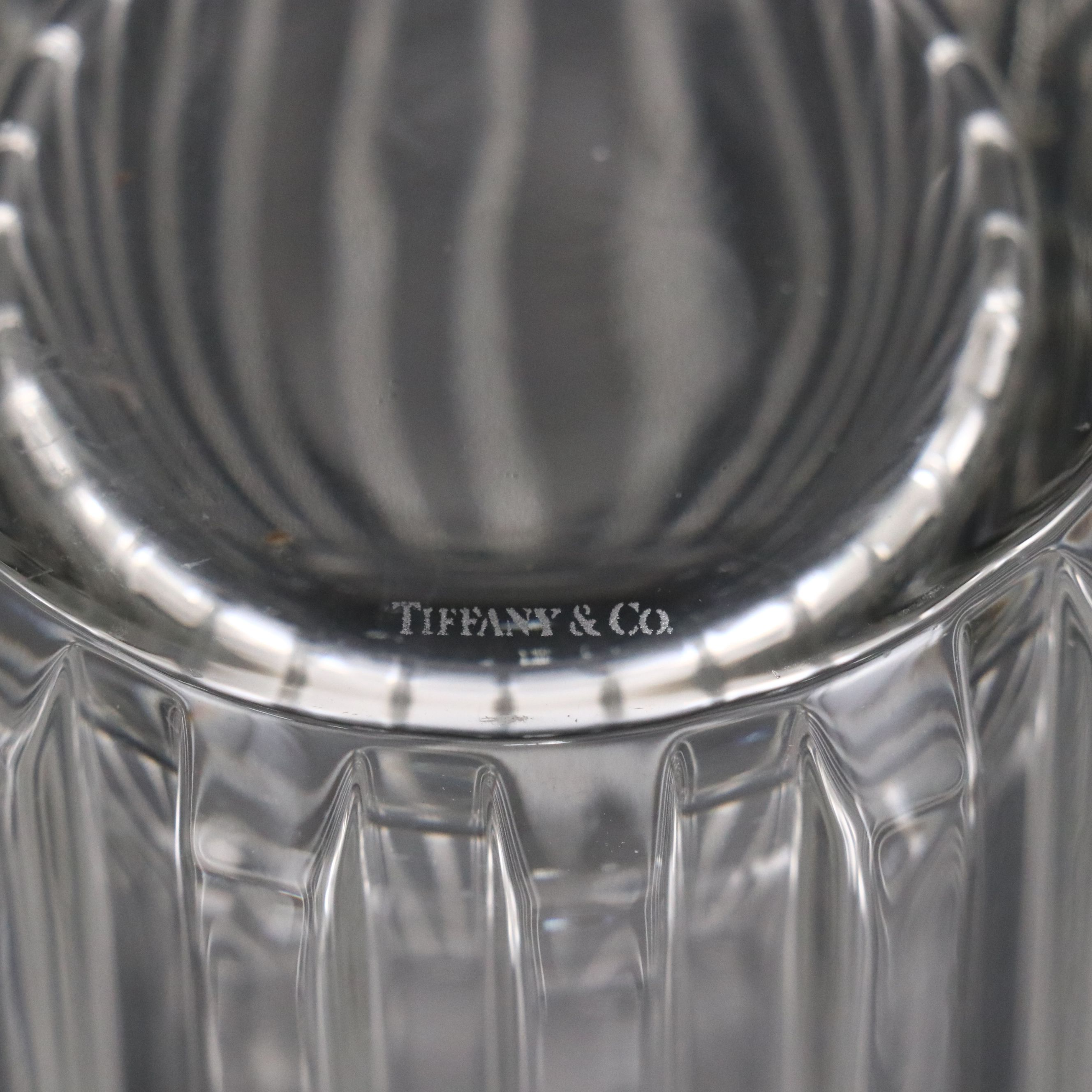 Tiffany & Co. "Atlas" Crystal Bedside Carafes and Tumbler Sets