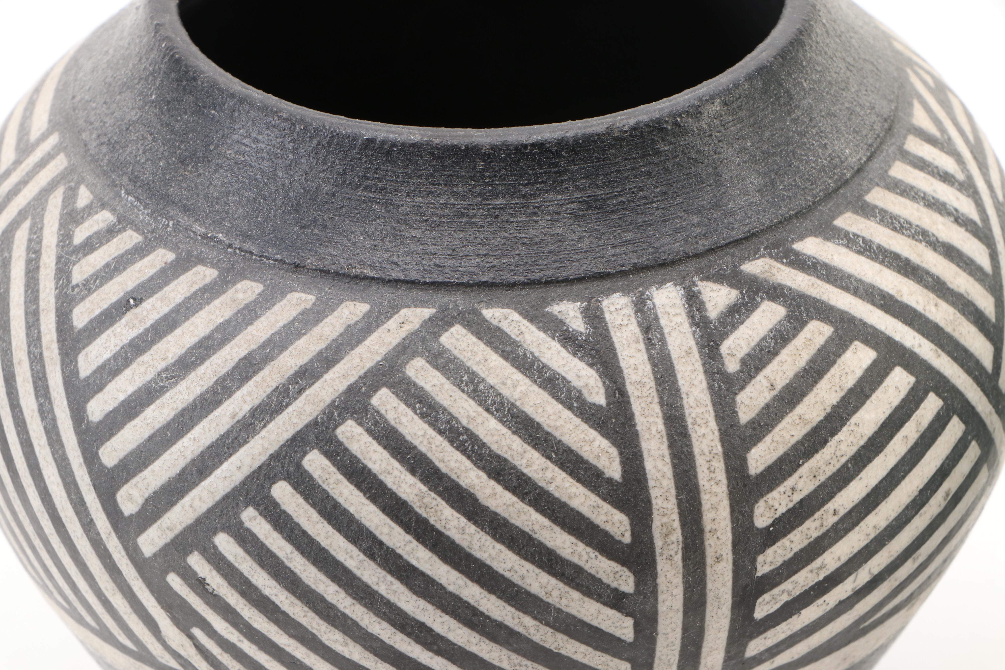 Sauri Warli Style Friendship Vase with Other Art Pottery Vessels