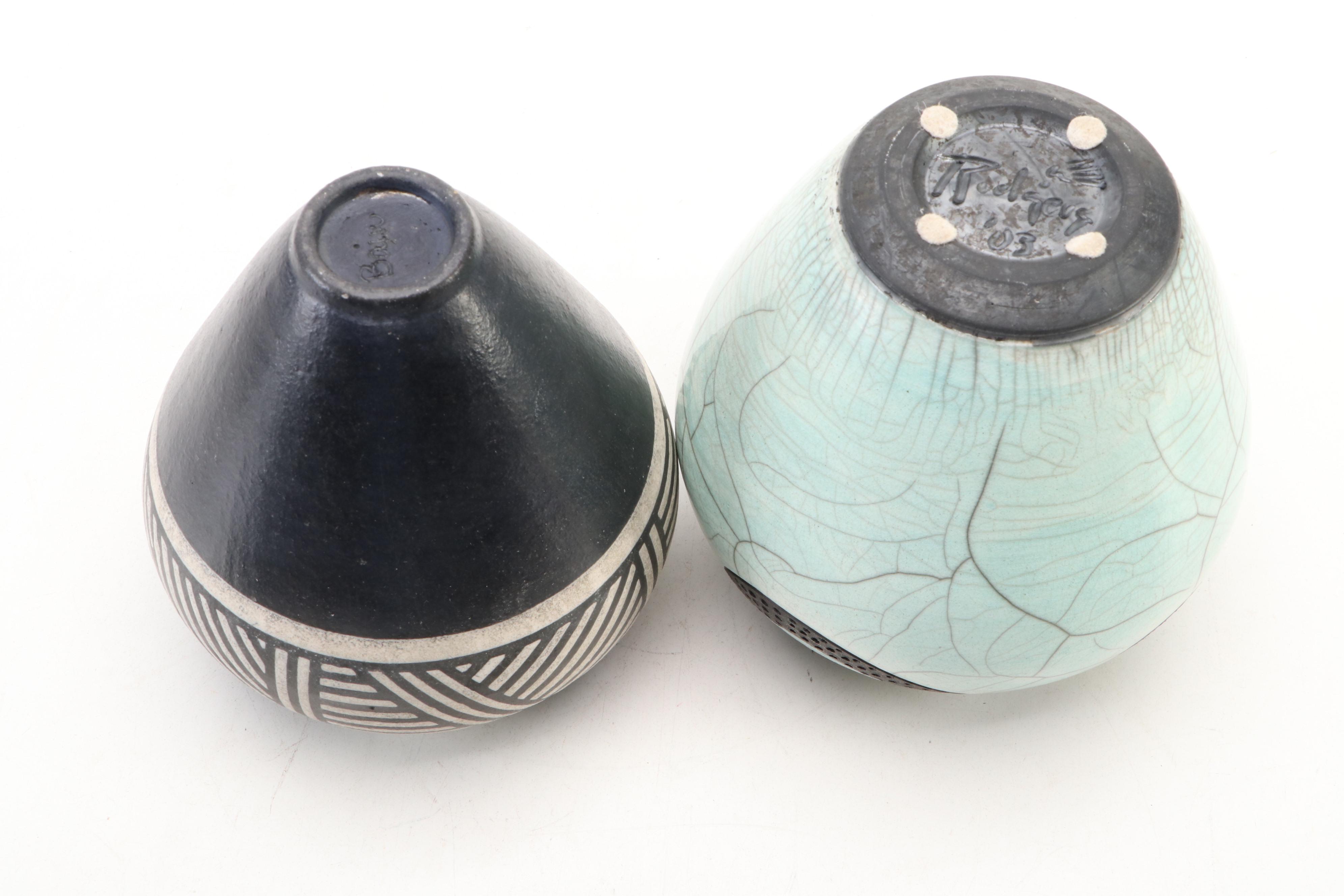 Sauri Warli Style Friendship Vase with Other Art Pottery Vessels