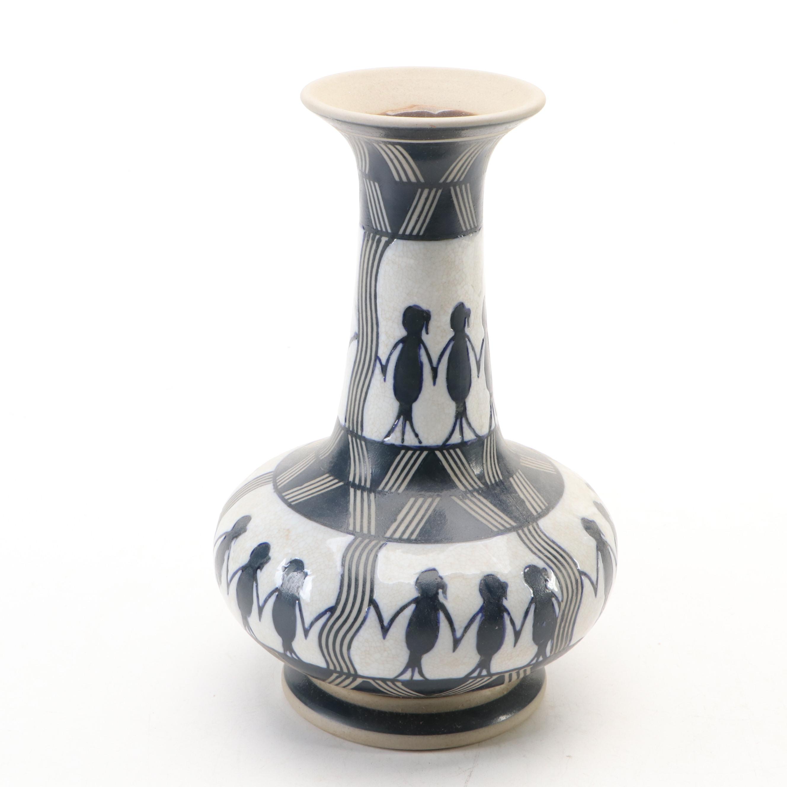Sauri Warli Style Friendship Vase with Other Art Pottery Vessels