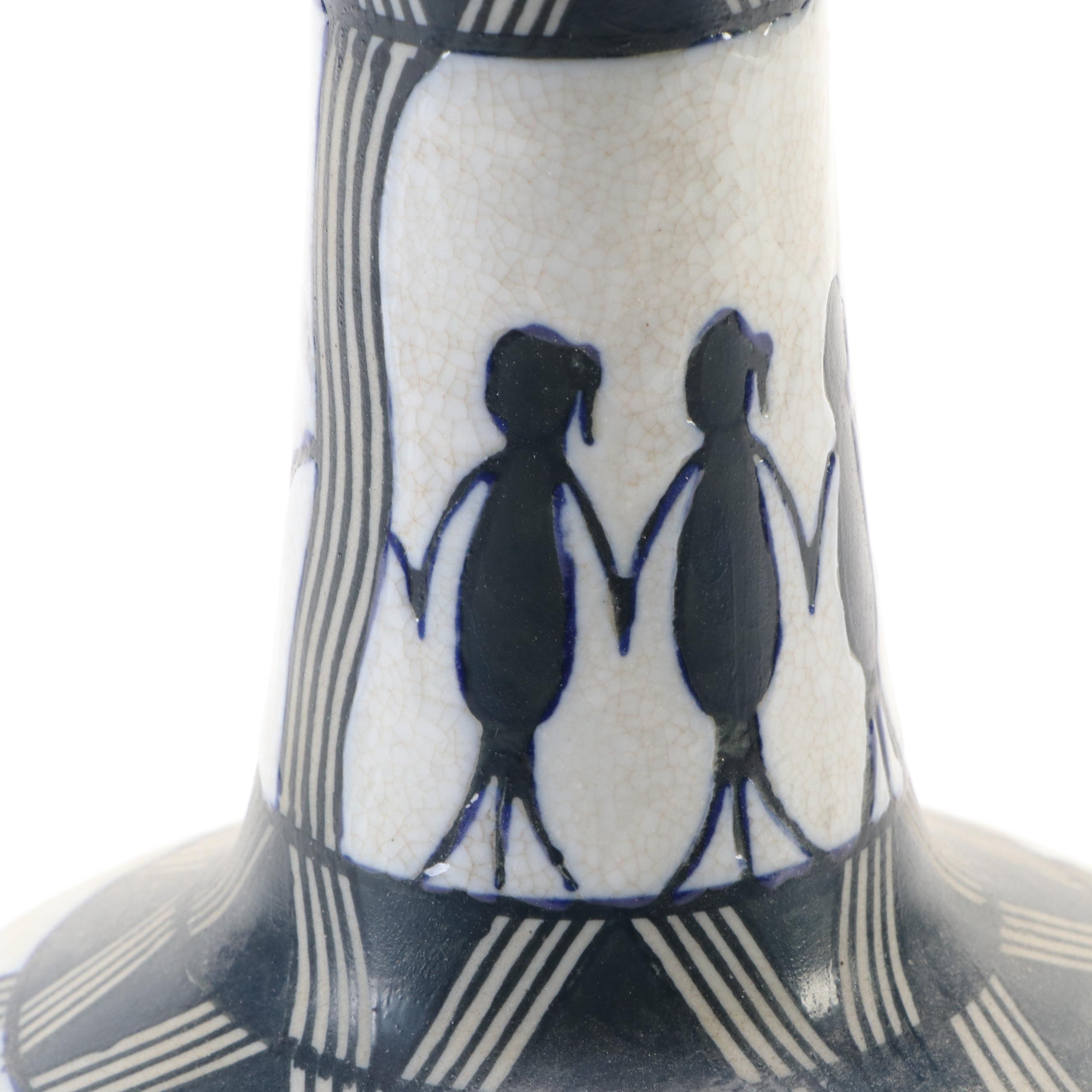 Sauri Warli Style Friendship Vase with Other Art Pottery Vessels