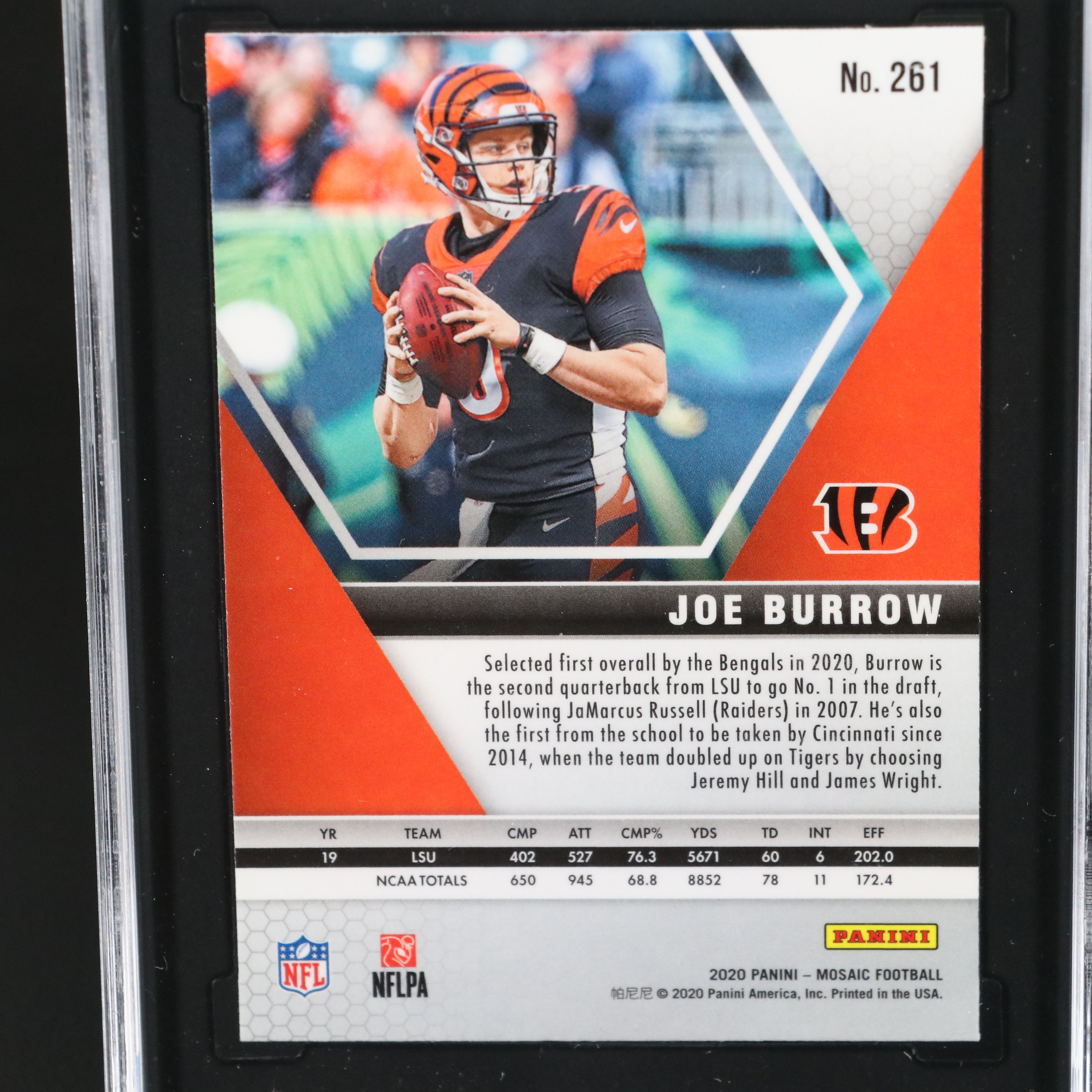 2020 Mosaic Joe Burrow Cincinnati Bengals Rookie Card Graded SGC 10