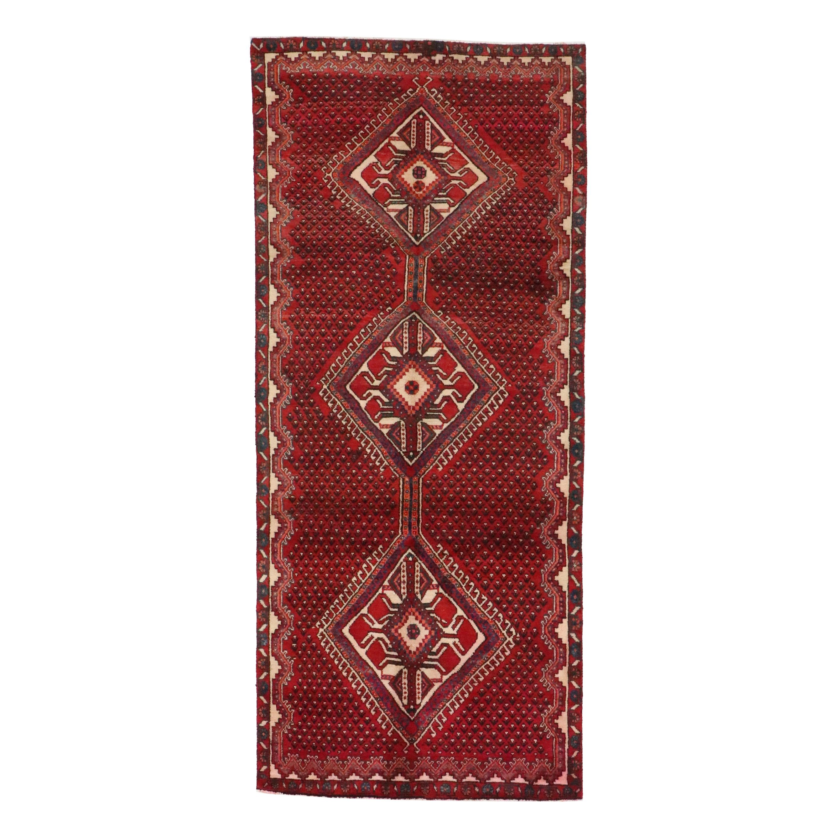 4'1 x 9'2 Hand-Knotted Persian Seraband Long Rug