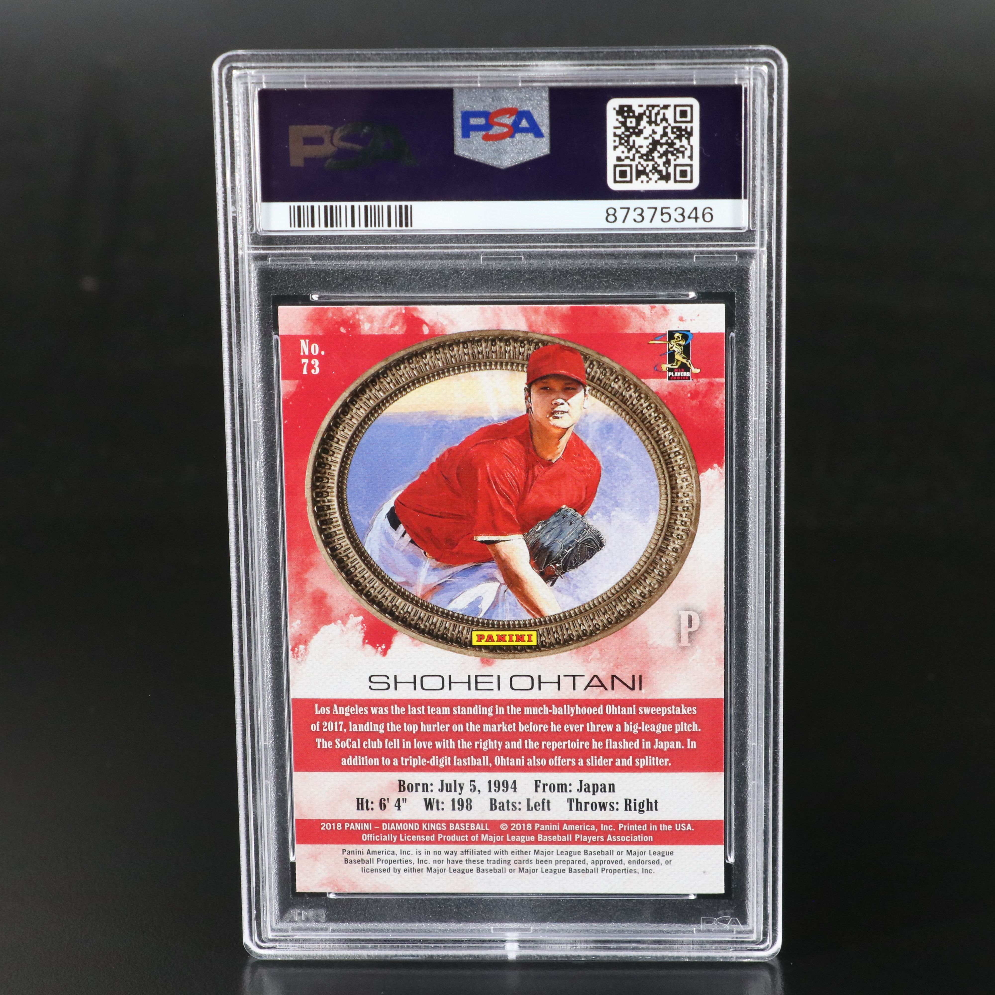 2018 Diamond Kings Shohei Ohtani Rookie Baseball Card Graded PSA 10