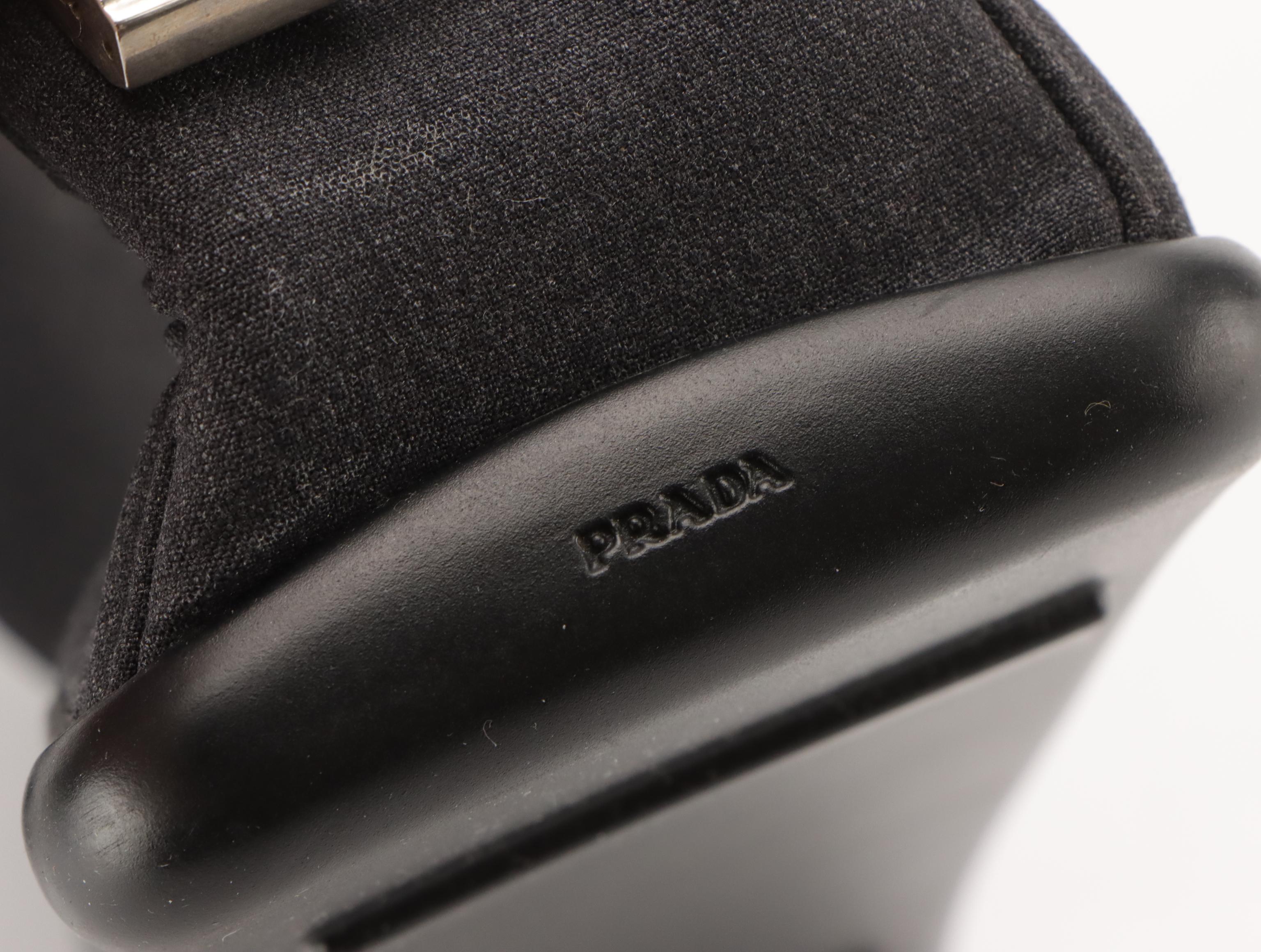 Prada Crossbody Messenger Bag in Charcoal Canvas and Black Calfskin Leather