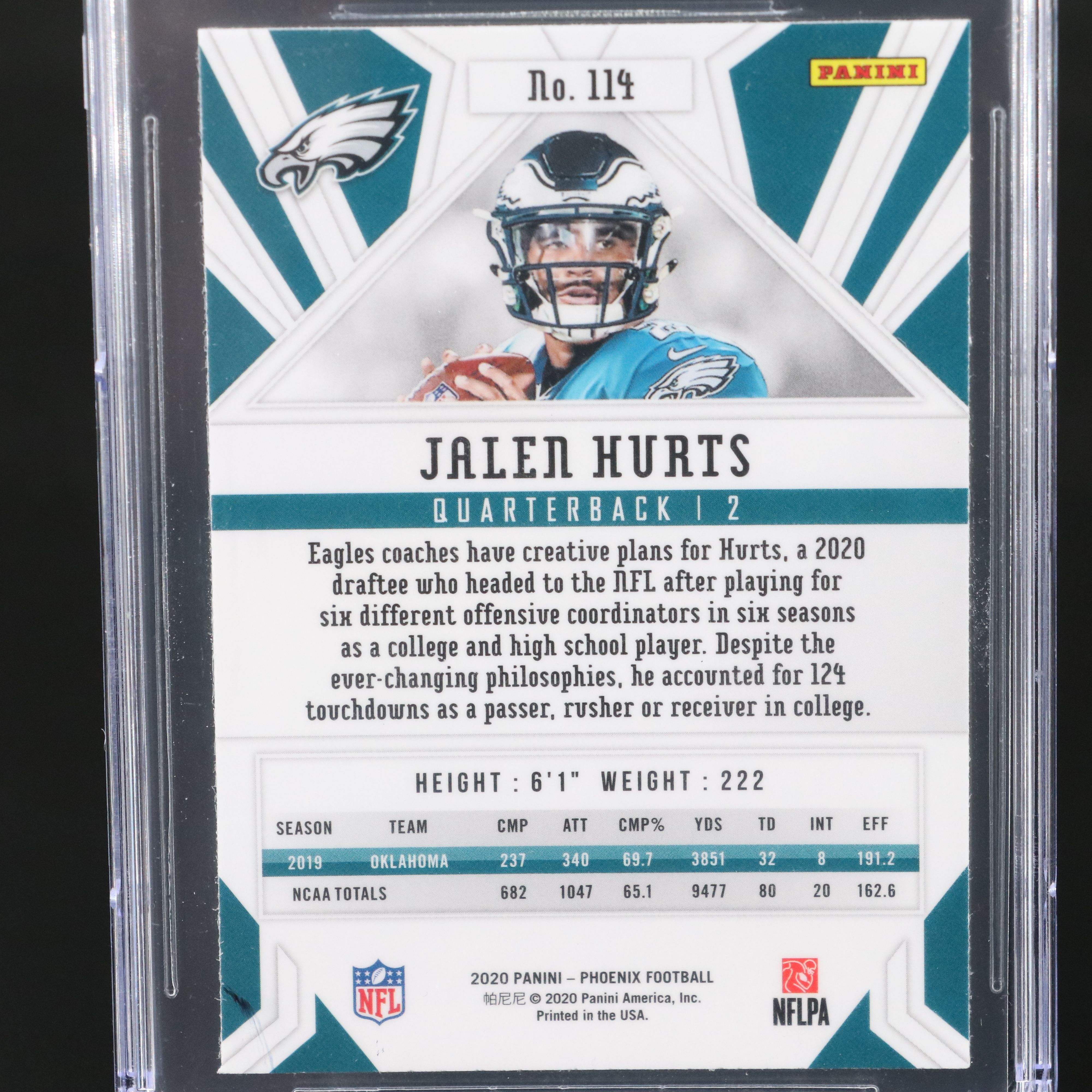 2020 Phoenix Jalen Hurts Fanatics Exclusive Set Rookie Card Graded CSG 10