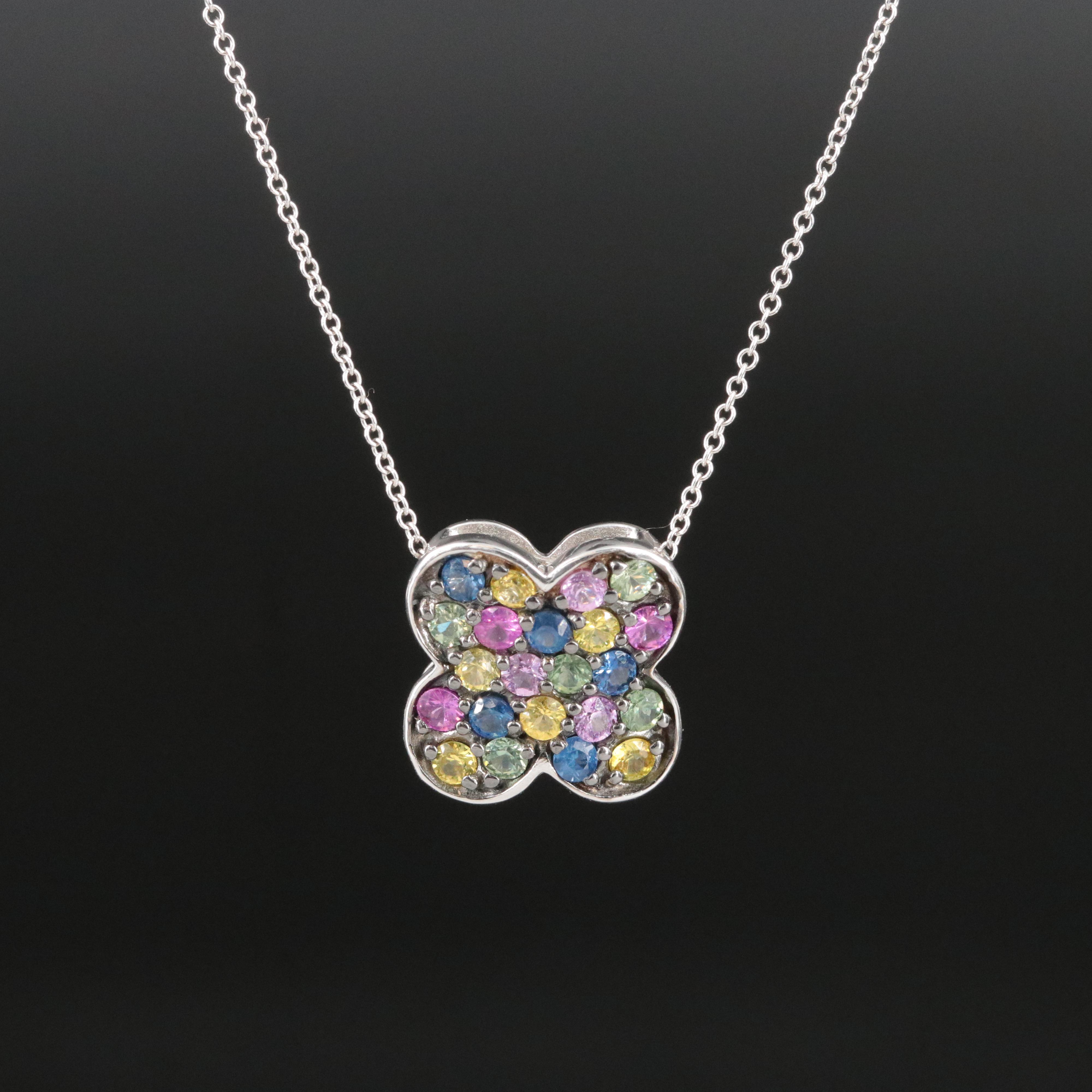 EFFY 14K Sapphire Quatrefoil Pendant Necklace