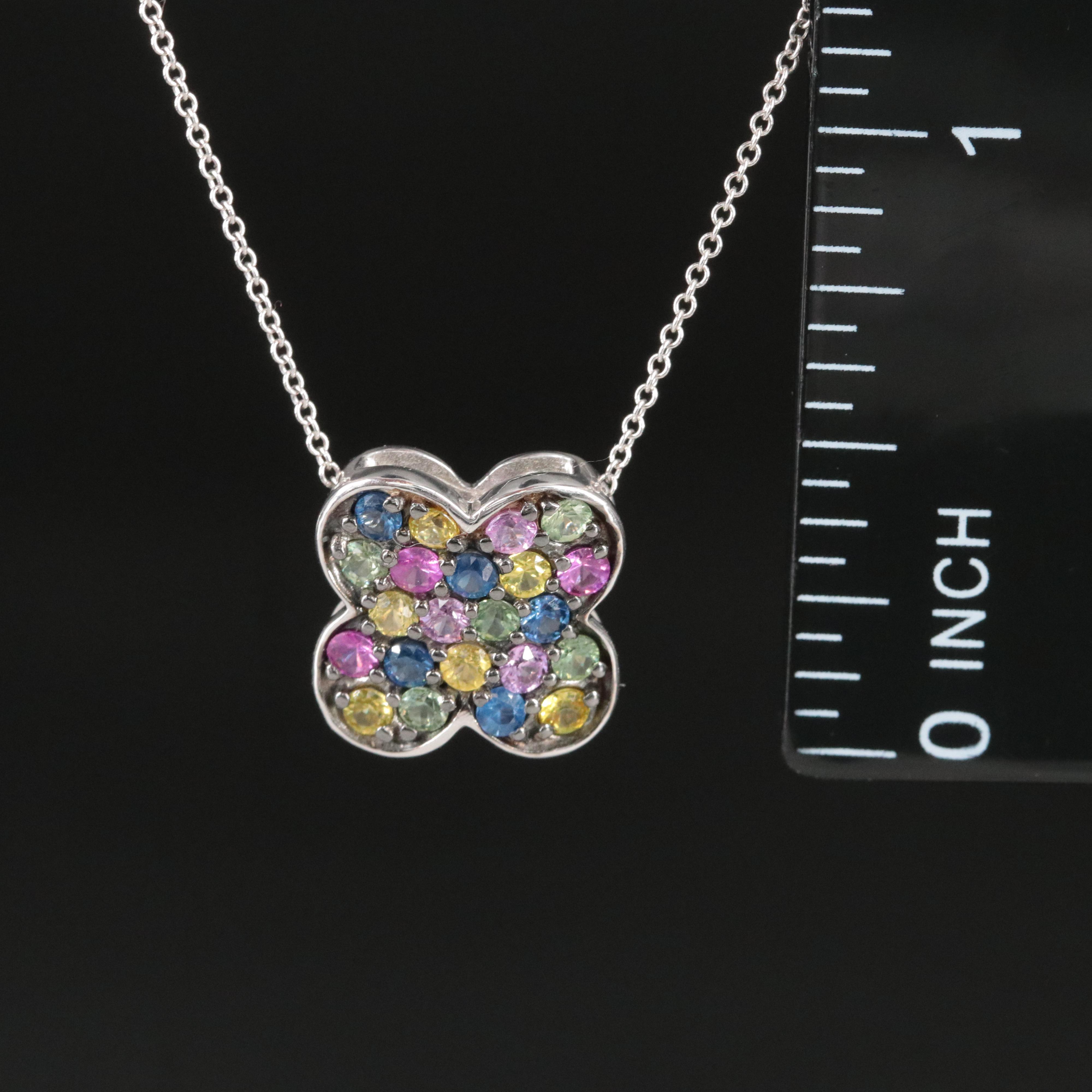 EFFY 14K Sapphire Quatrefoil Pendant Necklace