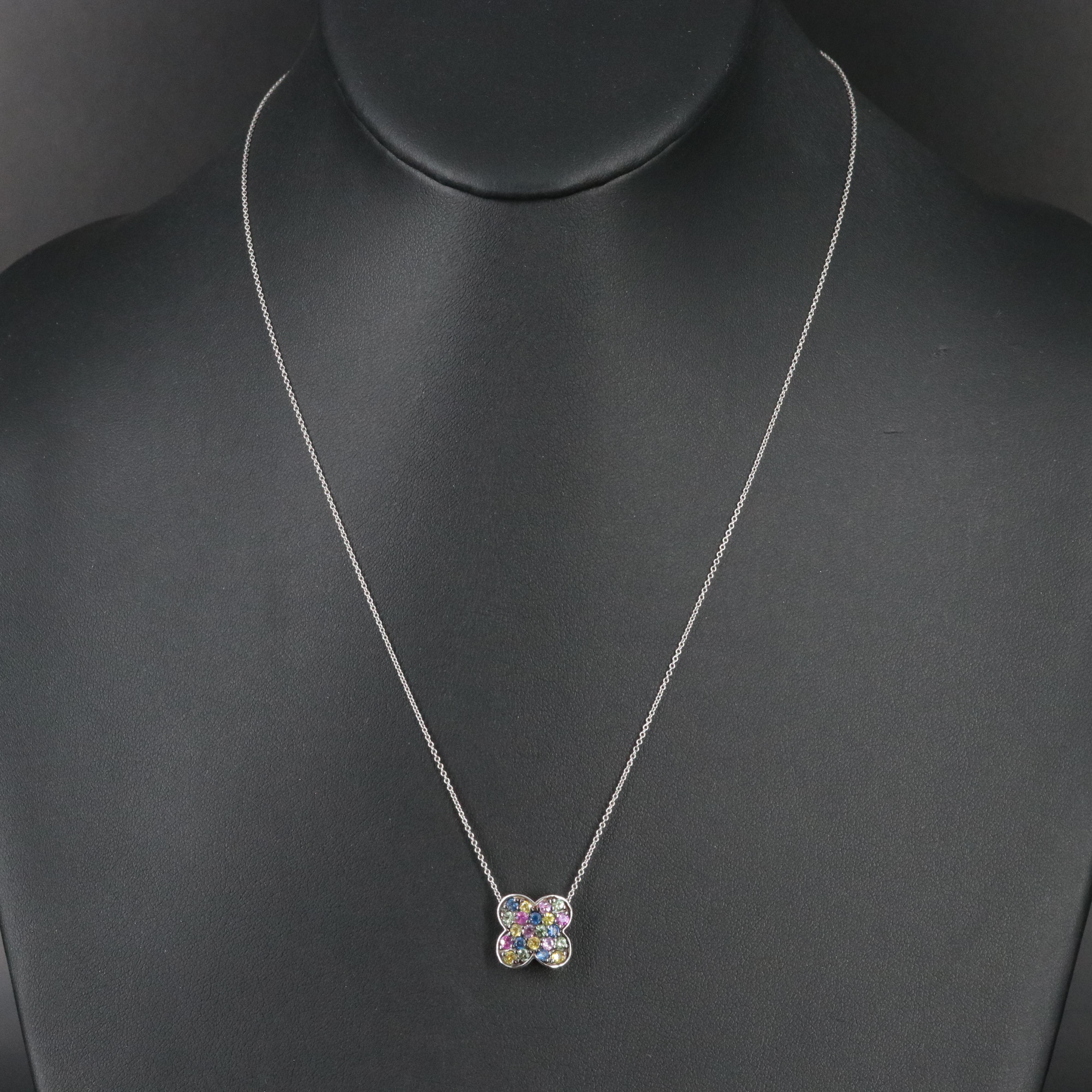 EFFY 14K Sapphire Quatrefoil Pendant Necklace