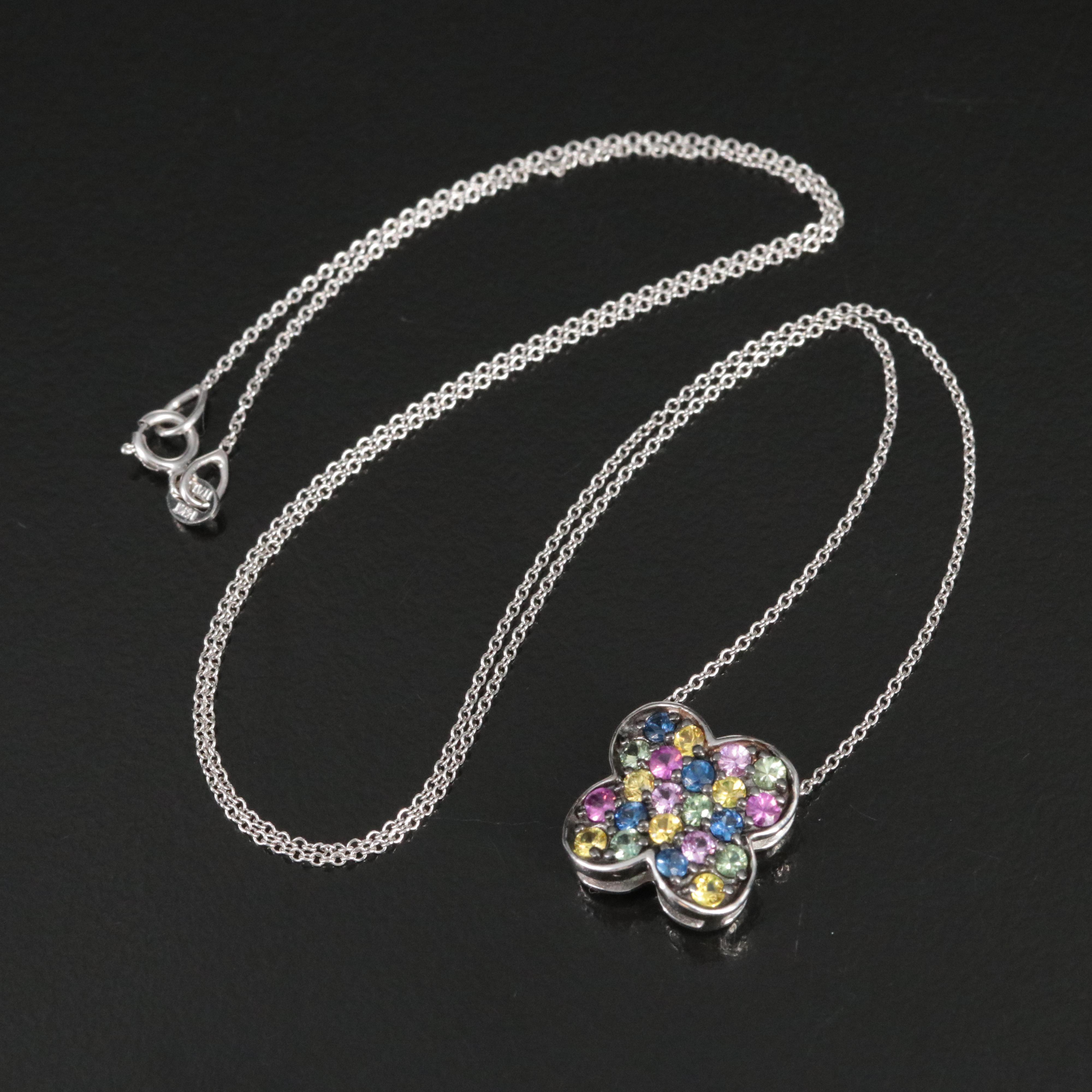 EFFY 14K Sapphire Quatrefoil Pendant Necklace