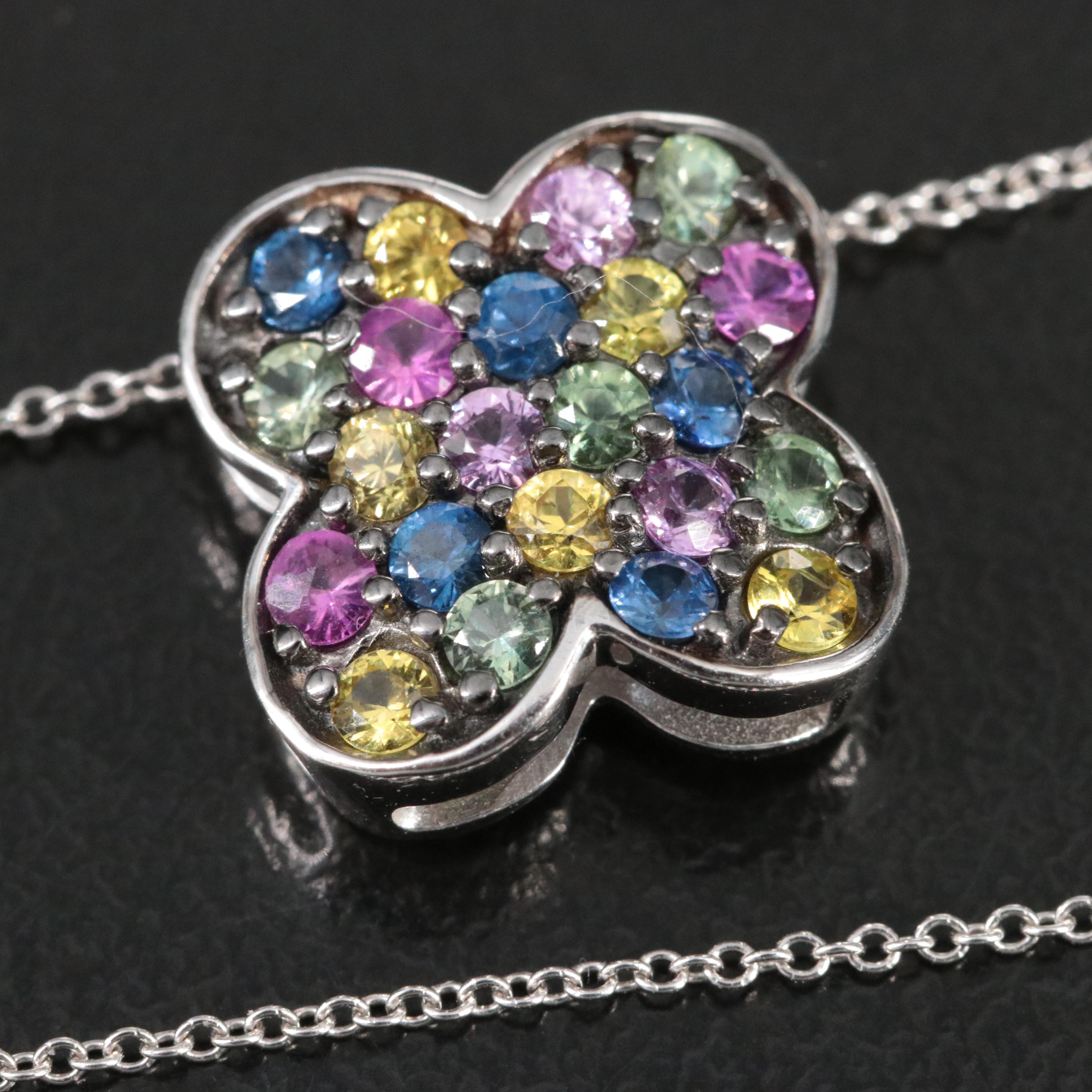 EFFY 14K Sapphire Quatrefoil Pendant Necklace