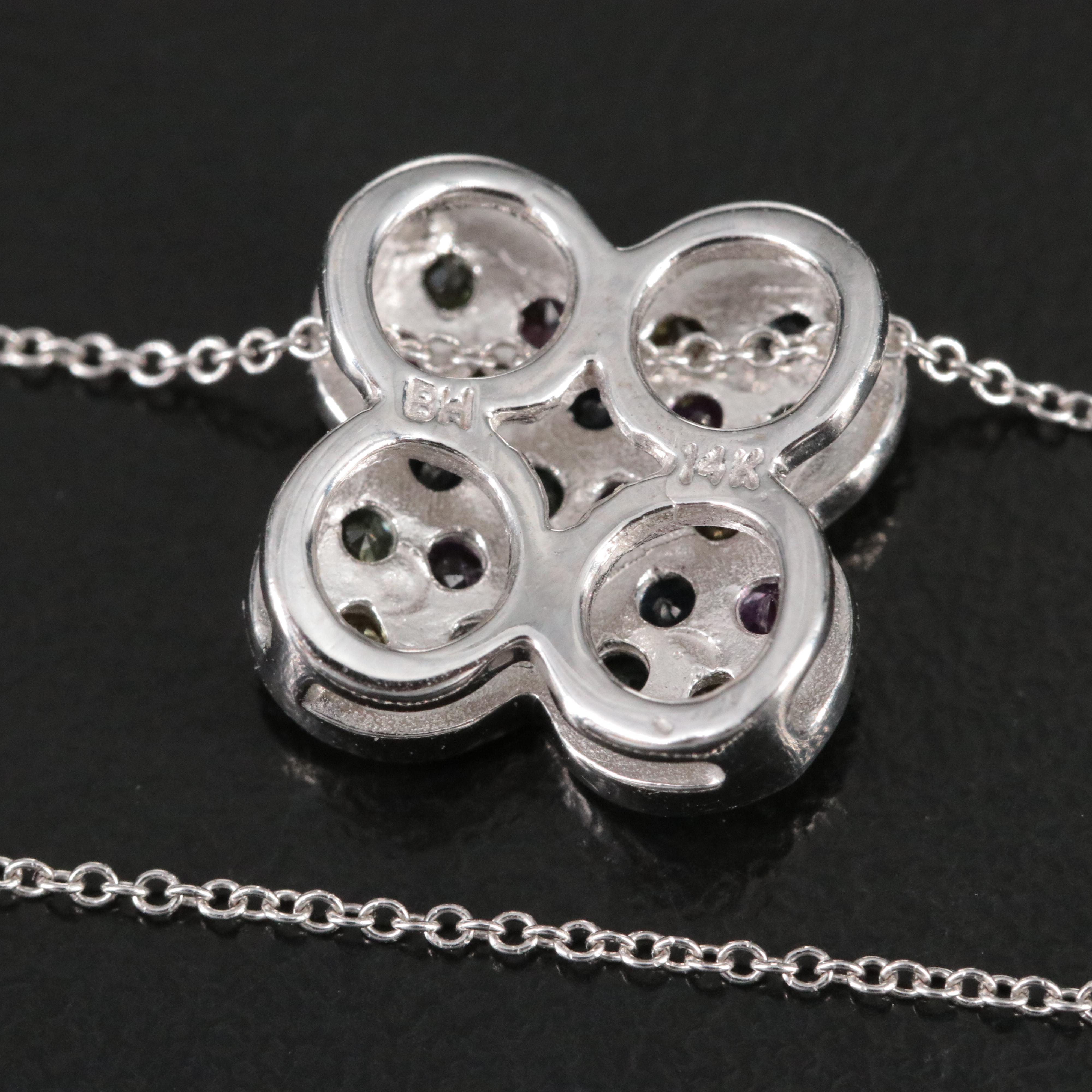 EFFY 14K Sapphire Quatrefoil Pendant Necklace