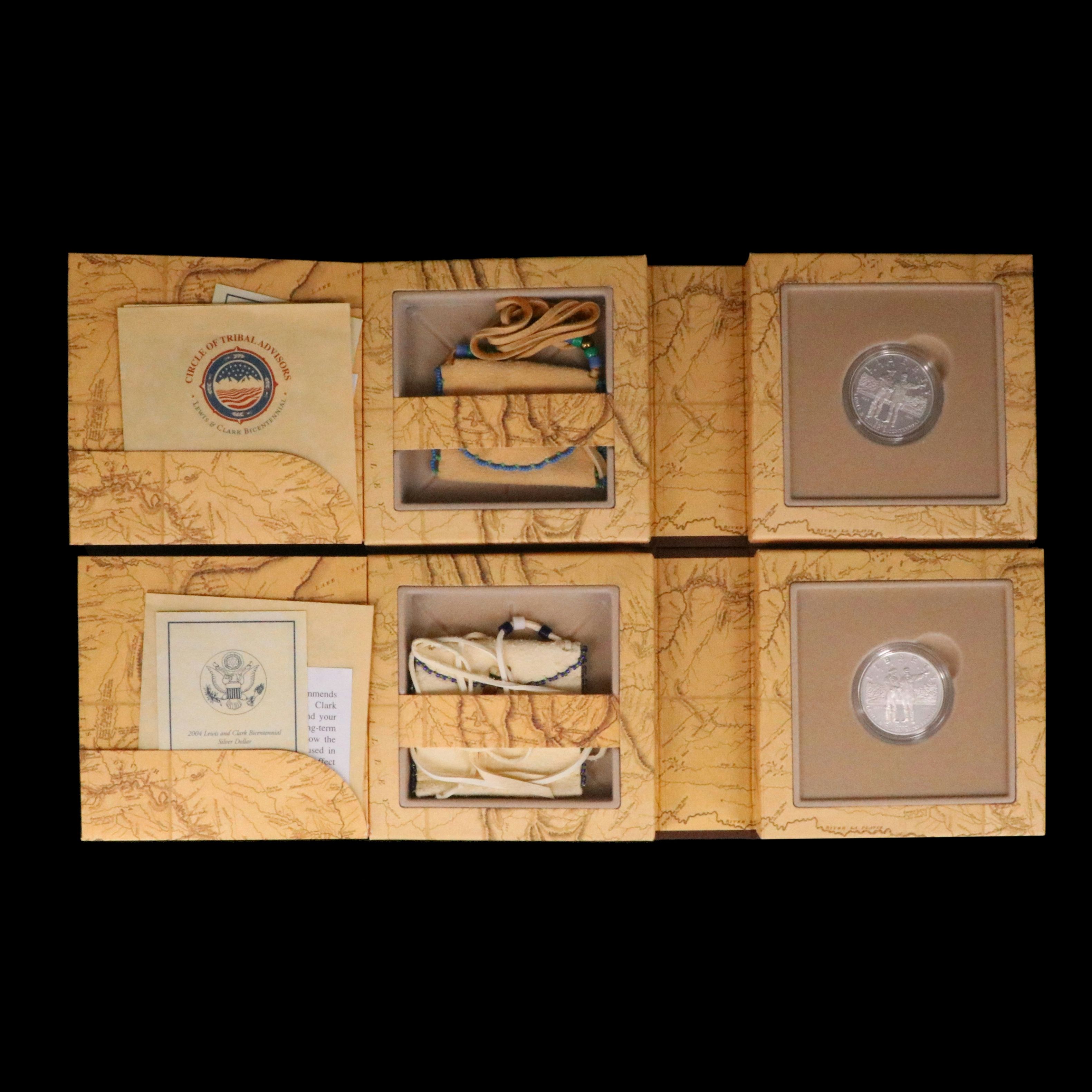 Two 2004 Lewis & Clark U.S. Mint Coin and Pouch Set
