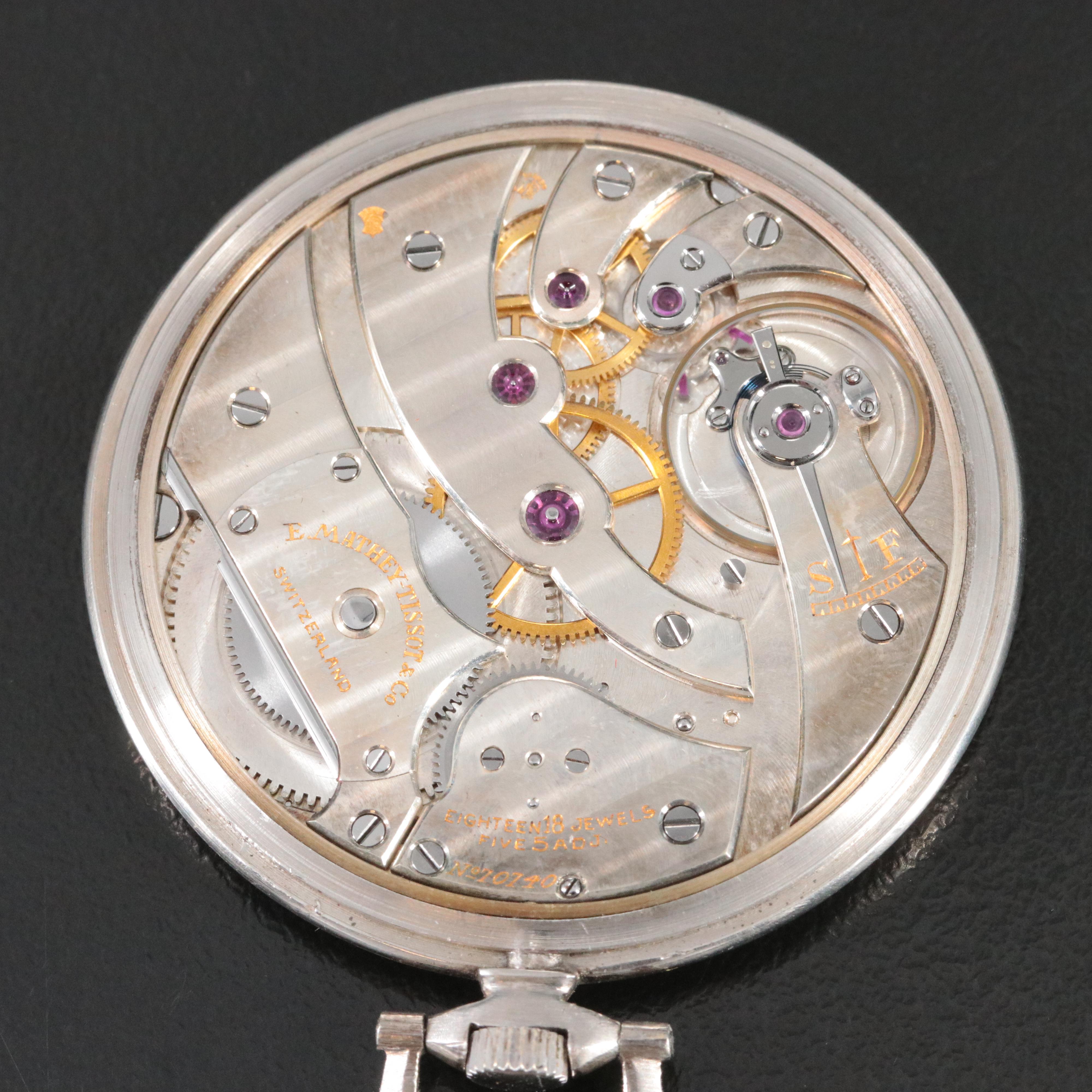 E. Mathey-Tissot & Co Platinum Art Deco Pocket Watch