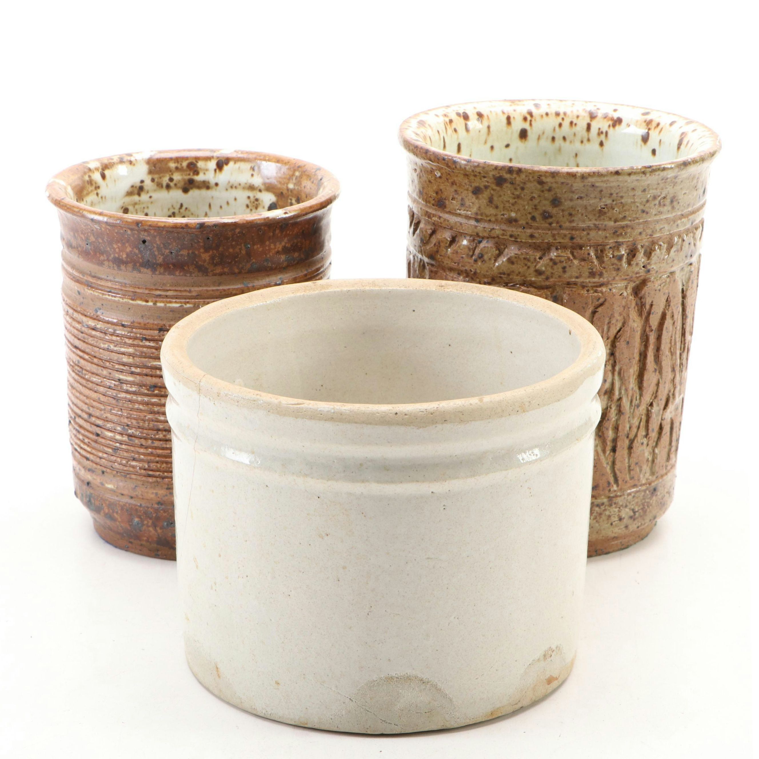 Handmade Stoneware Vessels and Earthenware Crock