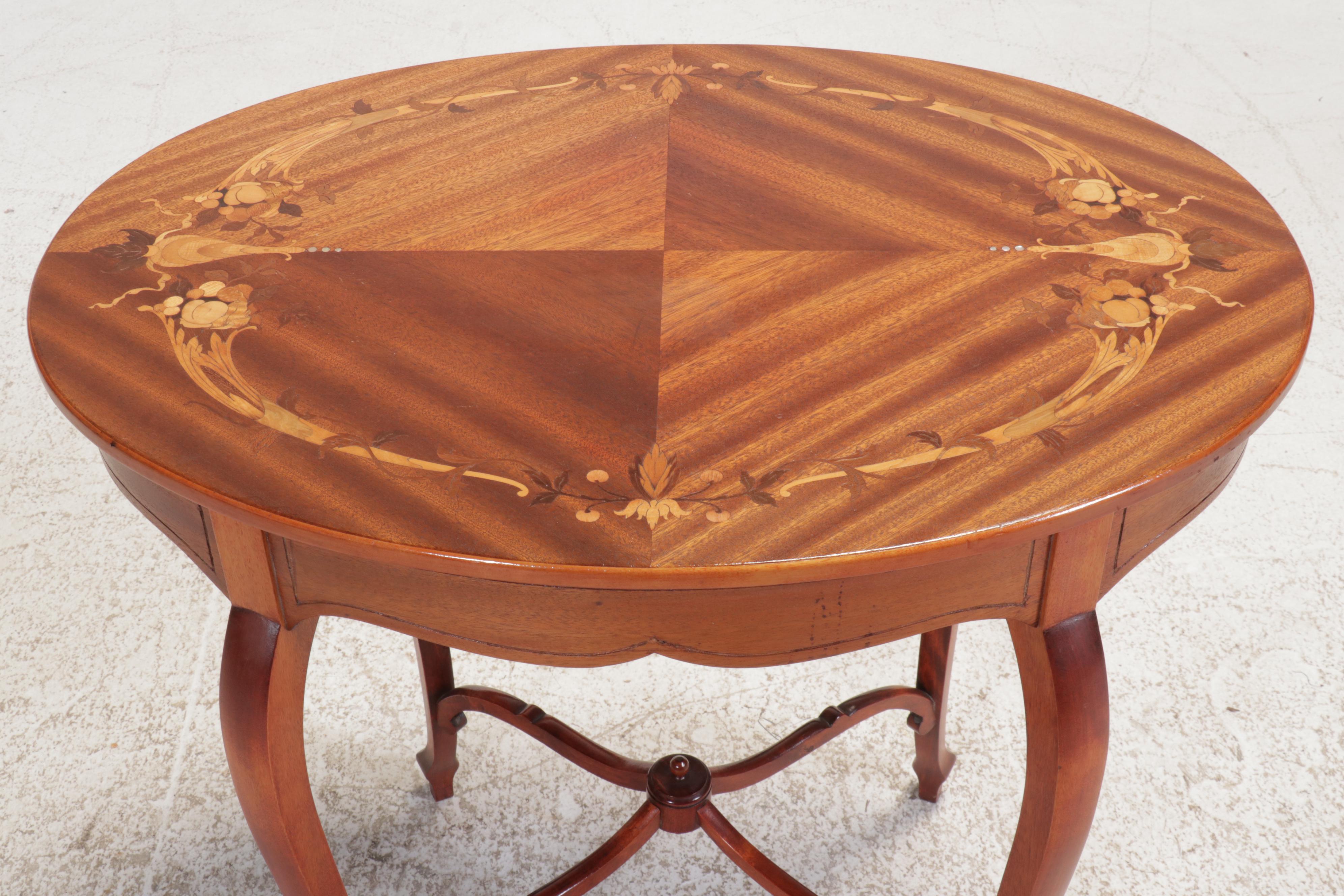 Italianate Inlaid Mother-of-Pearl and Marquetry Mahogany Center Table