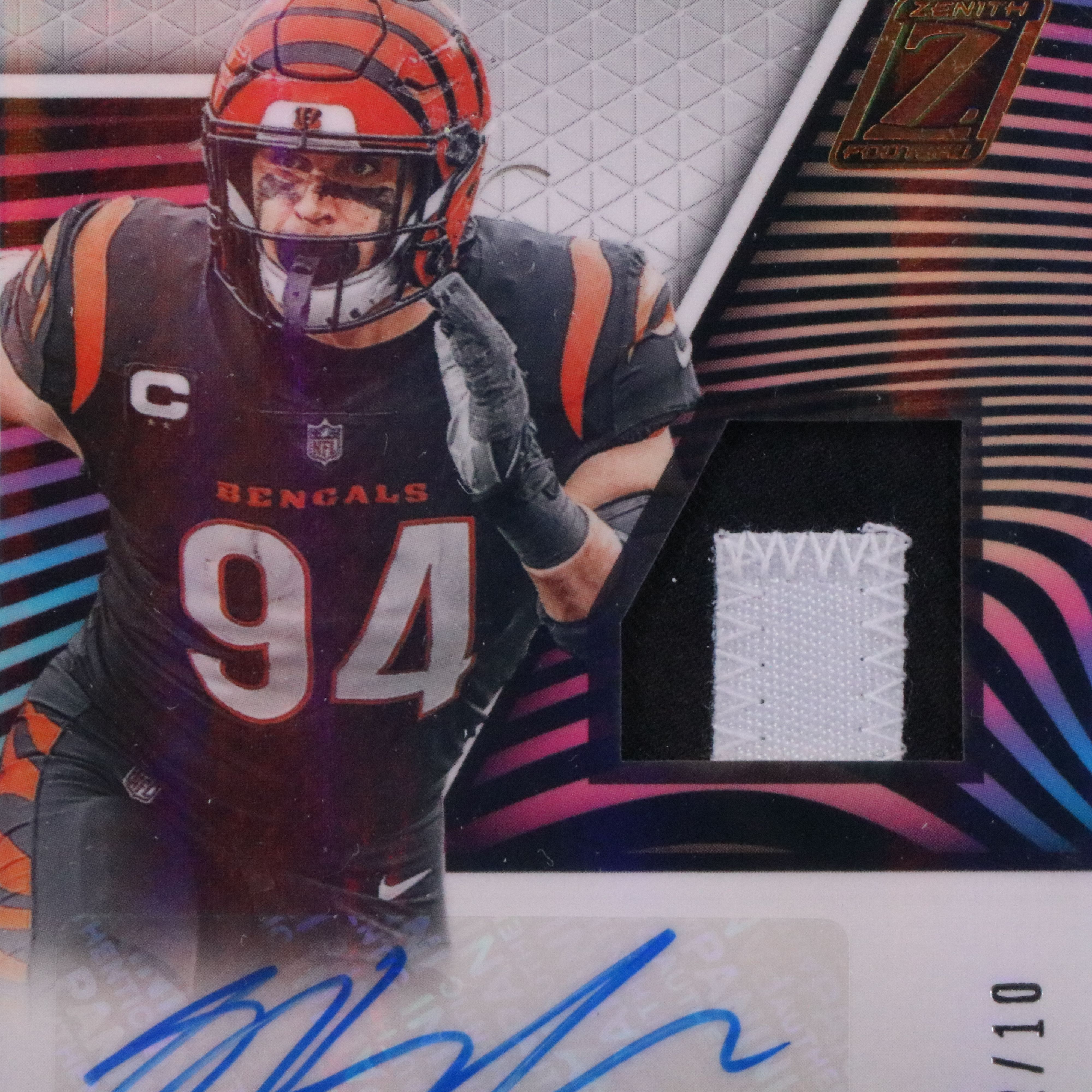 2023 Zenith Sam Hubbard Signed Relic Football Card No. 02/10