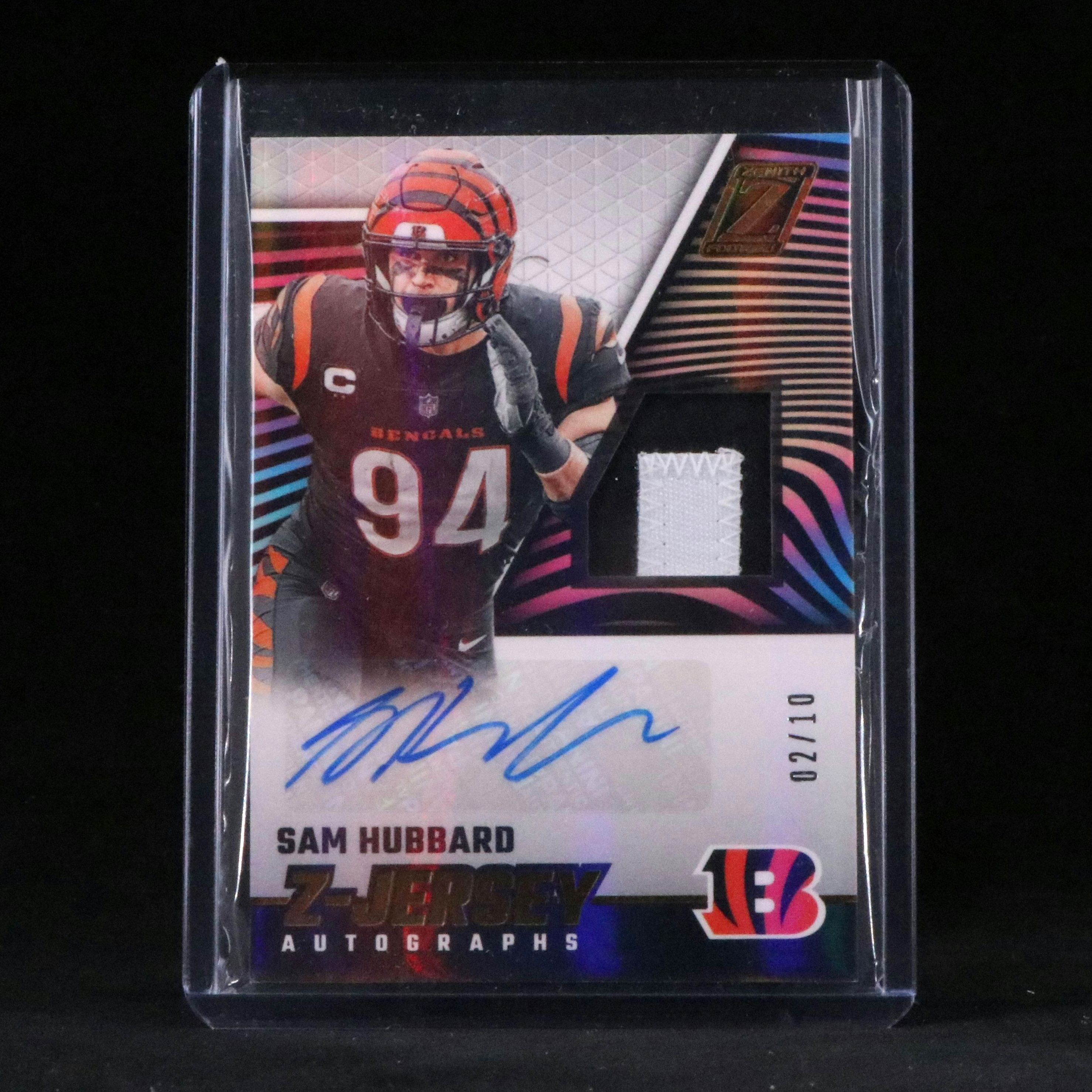 2023 Zenith Sam Hubbard Signed Relic Football Card No. 02/10