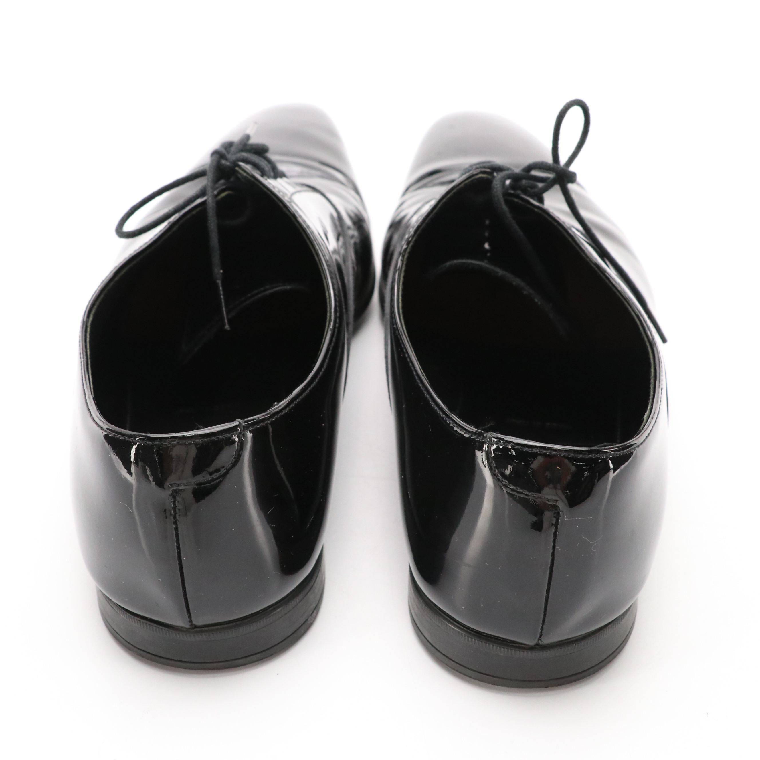 Men's Prada Black Patent Leather Lace-Up Oxford Dress Shoes