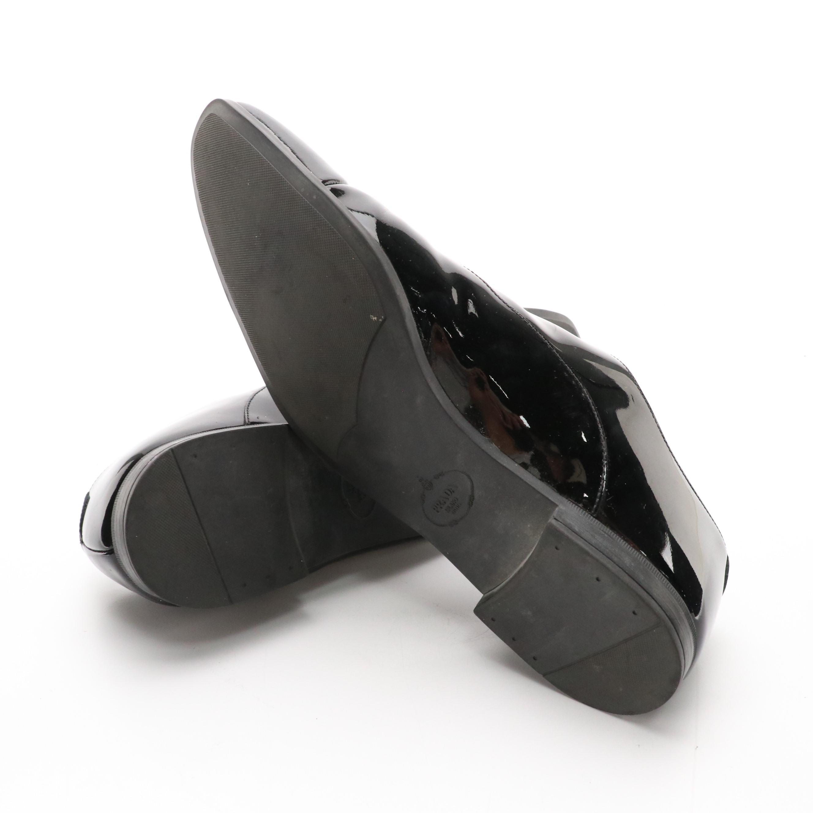 Men's Prada Black Patent Leather Lace-Up Oxford Dress Shoes