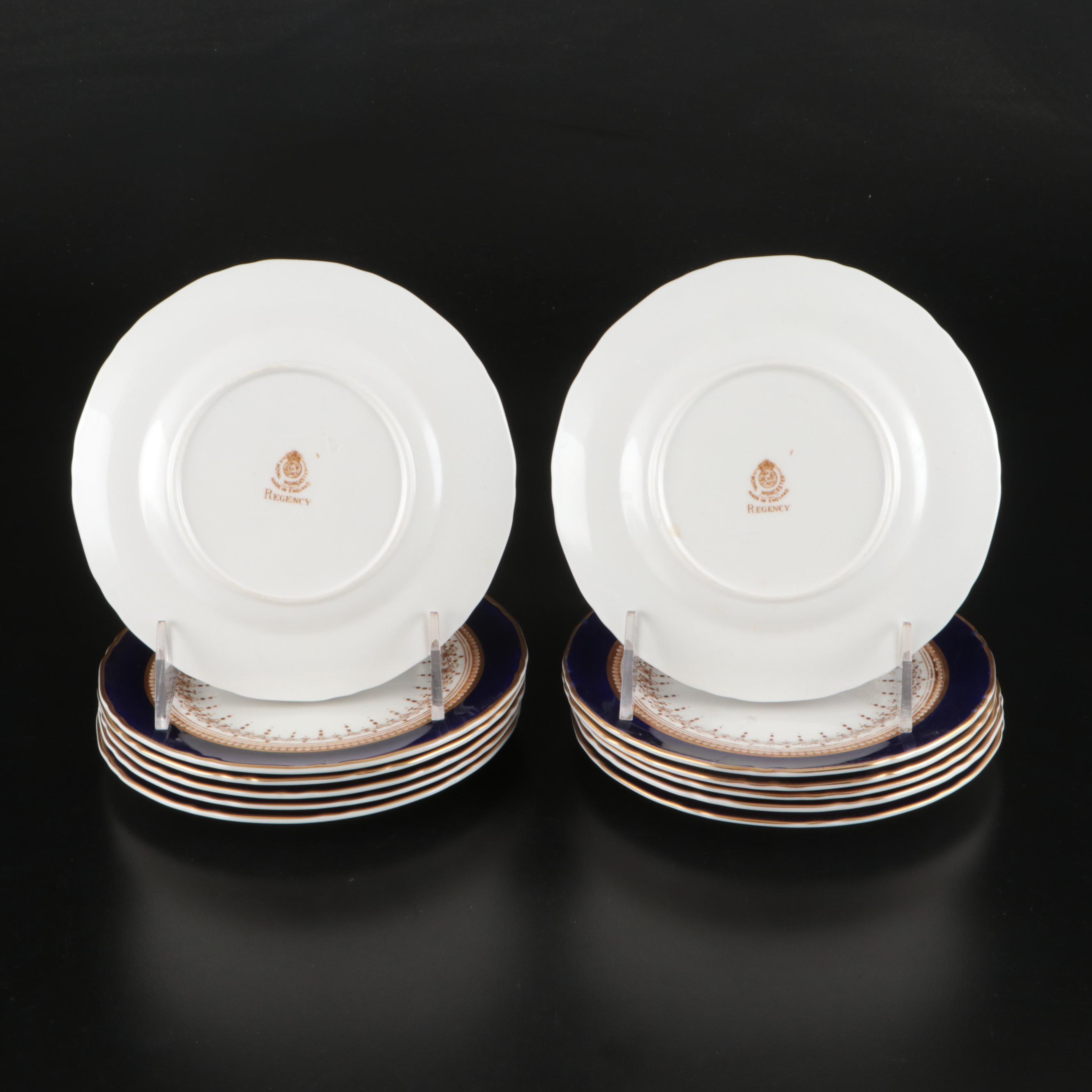 Royal Worcester "Regency" Ceramic Plates, Teacups and Saucers