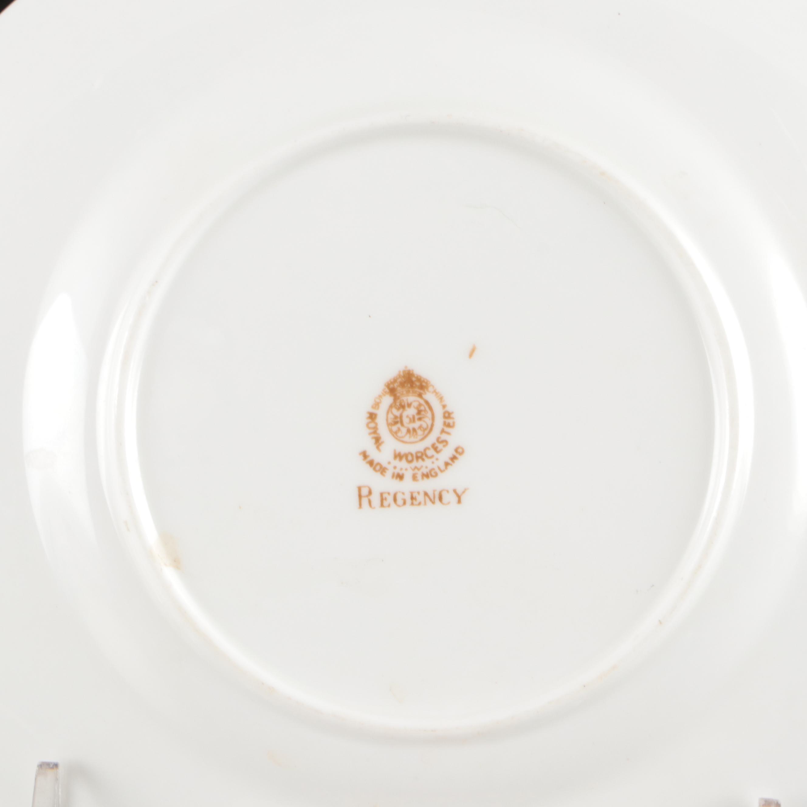 Royal Worcester "Regency" Ceramic Plates, Teacups and Saucers