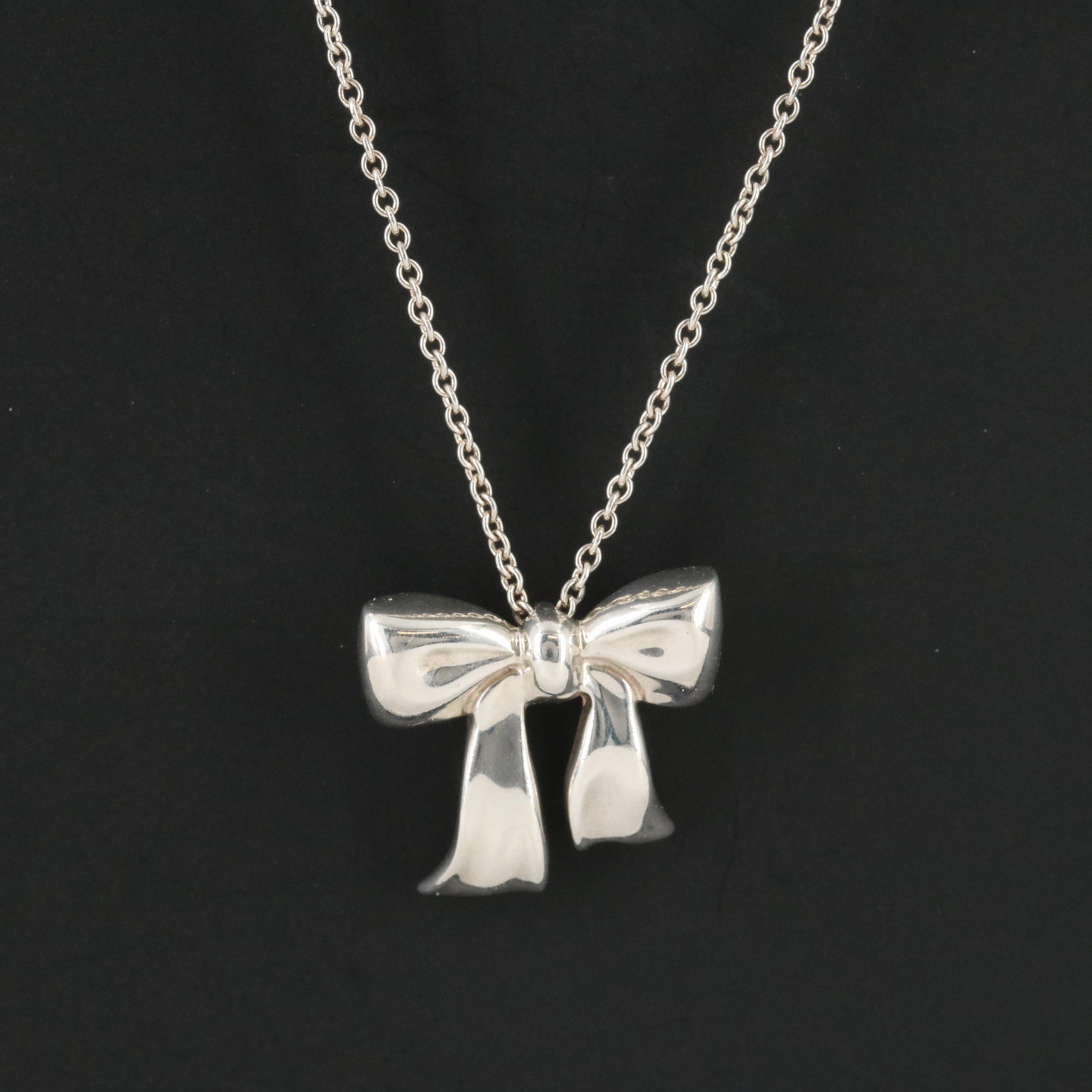 Tiffany & Co. Sterling Ribbon Bow Necklace