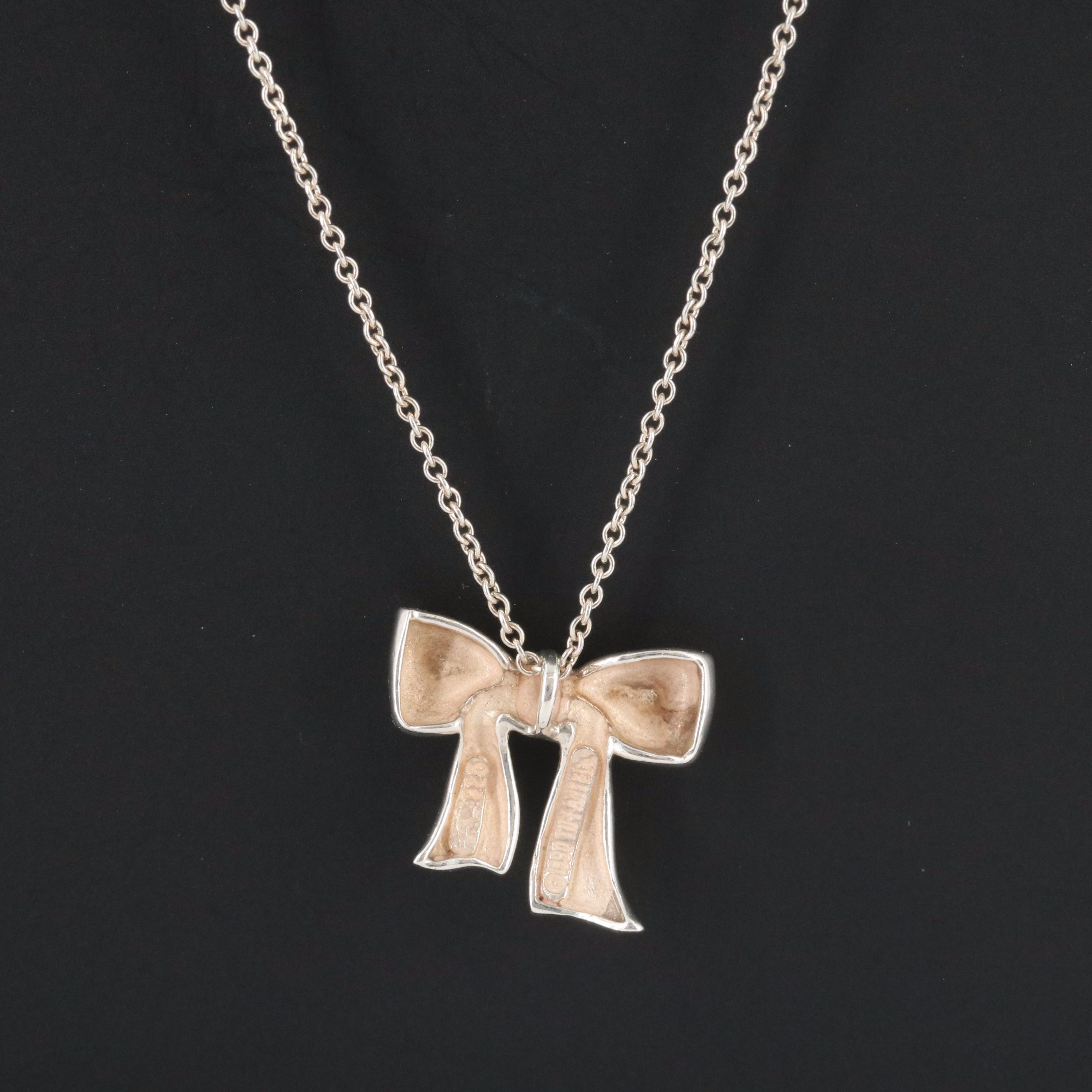 Tiffany & Co. Sterling Ribbon Bow Necklace