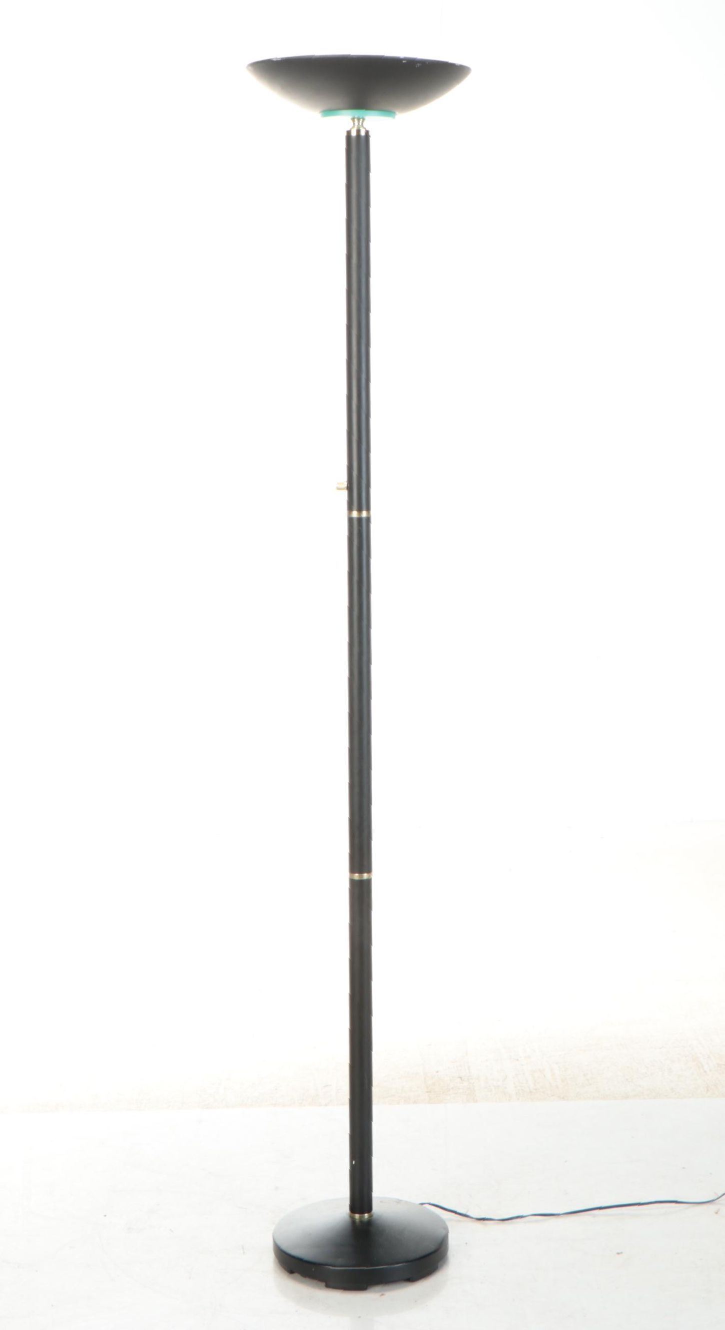 Postmodern Satin Black Torchère Floor Lamp, Late 20th Century