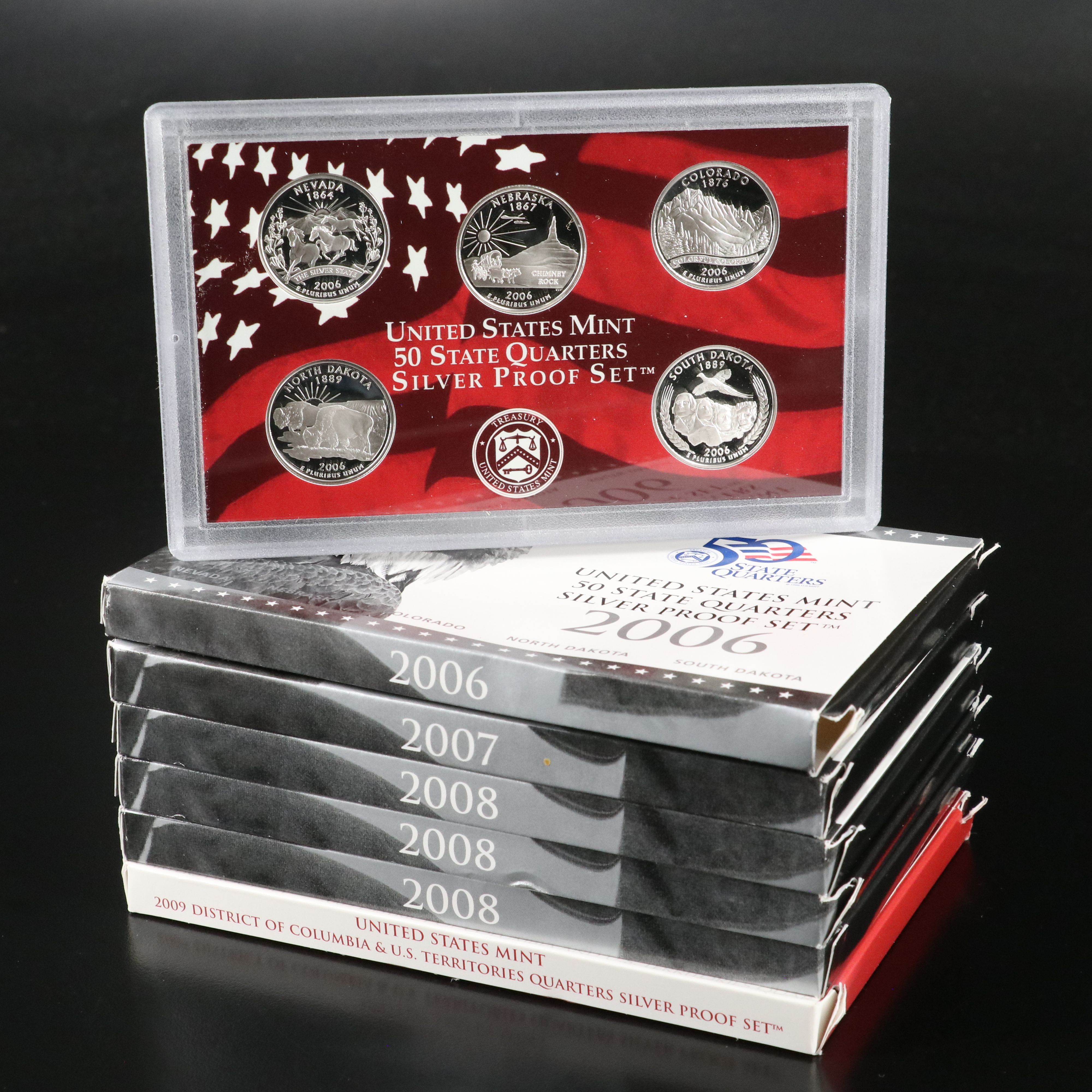 Six Statehood and Territories Quarters Silver Proof Sets
