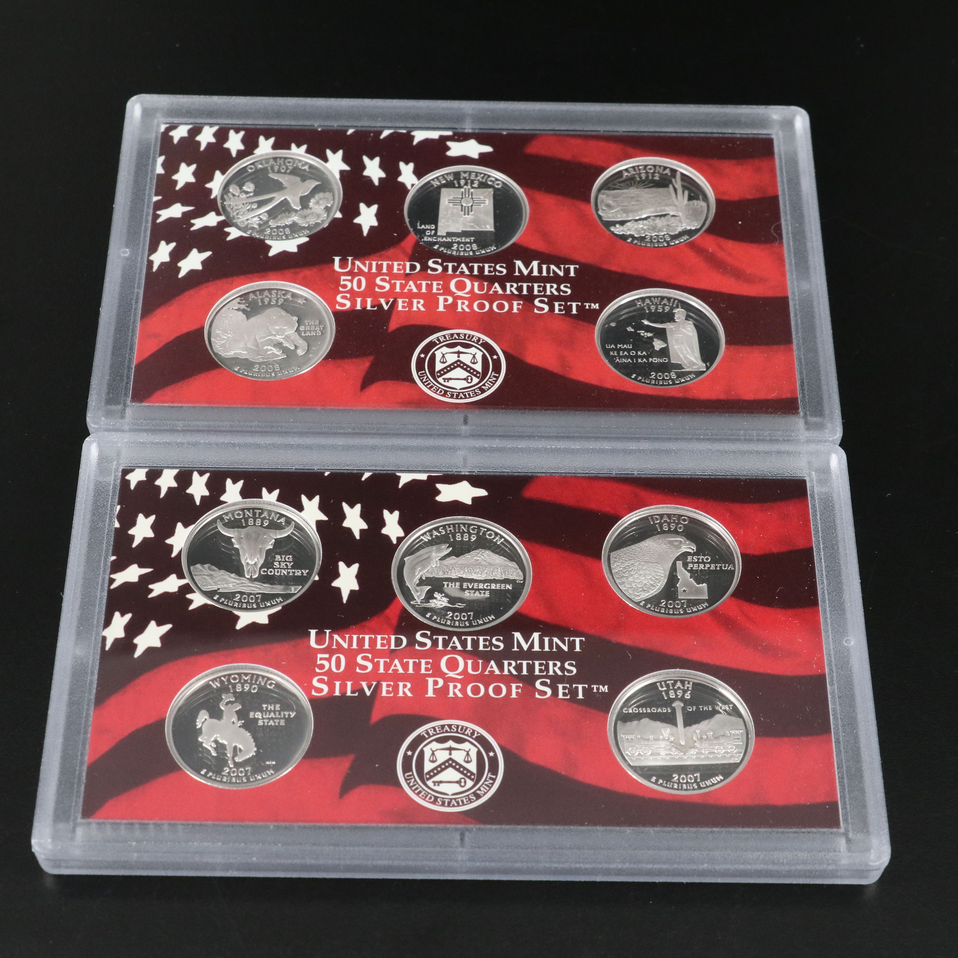Six Statehood and Territories Quarters Silver Proof Sets
