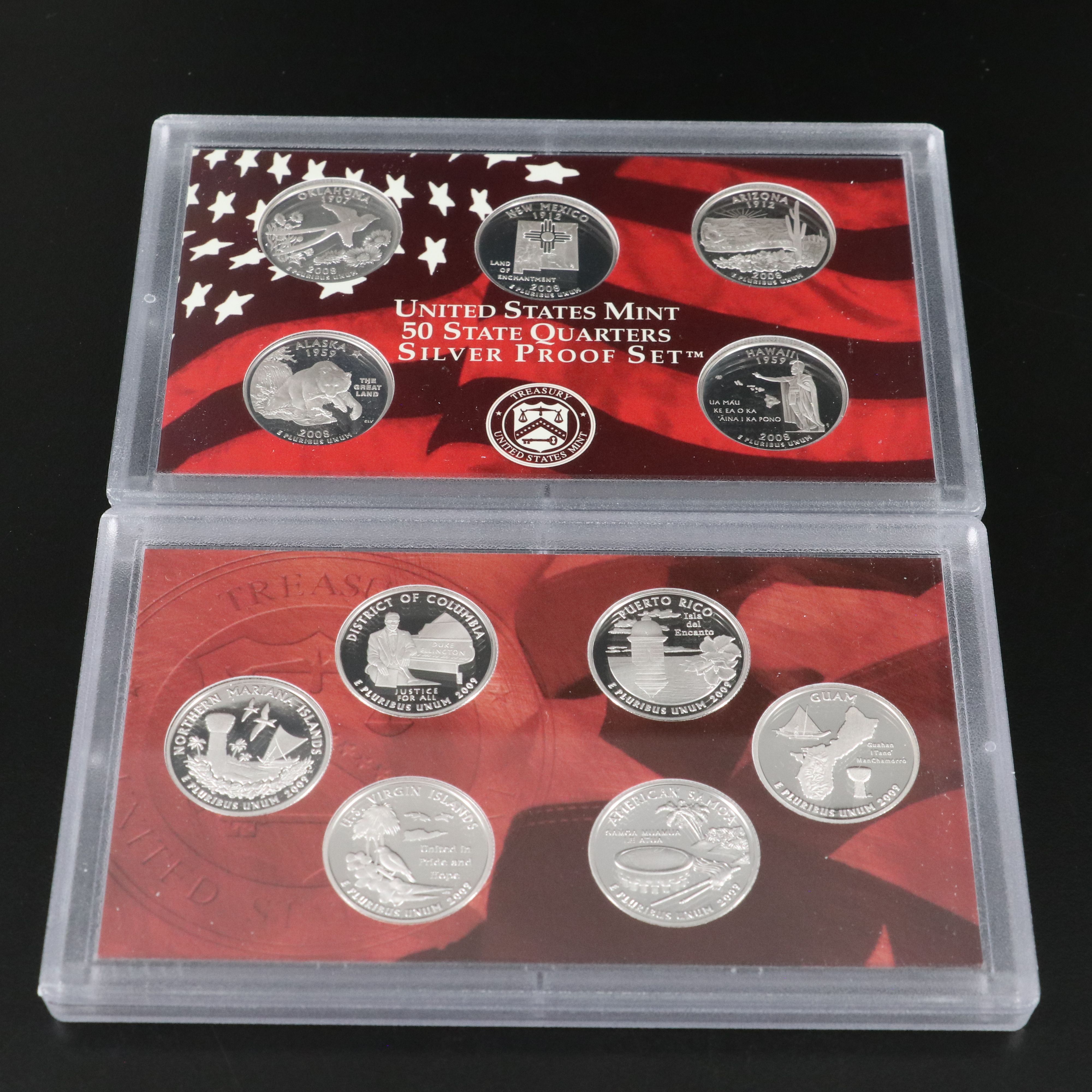 Six Statehood and Territories Quarters Silver Proof Sets