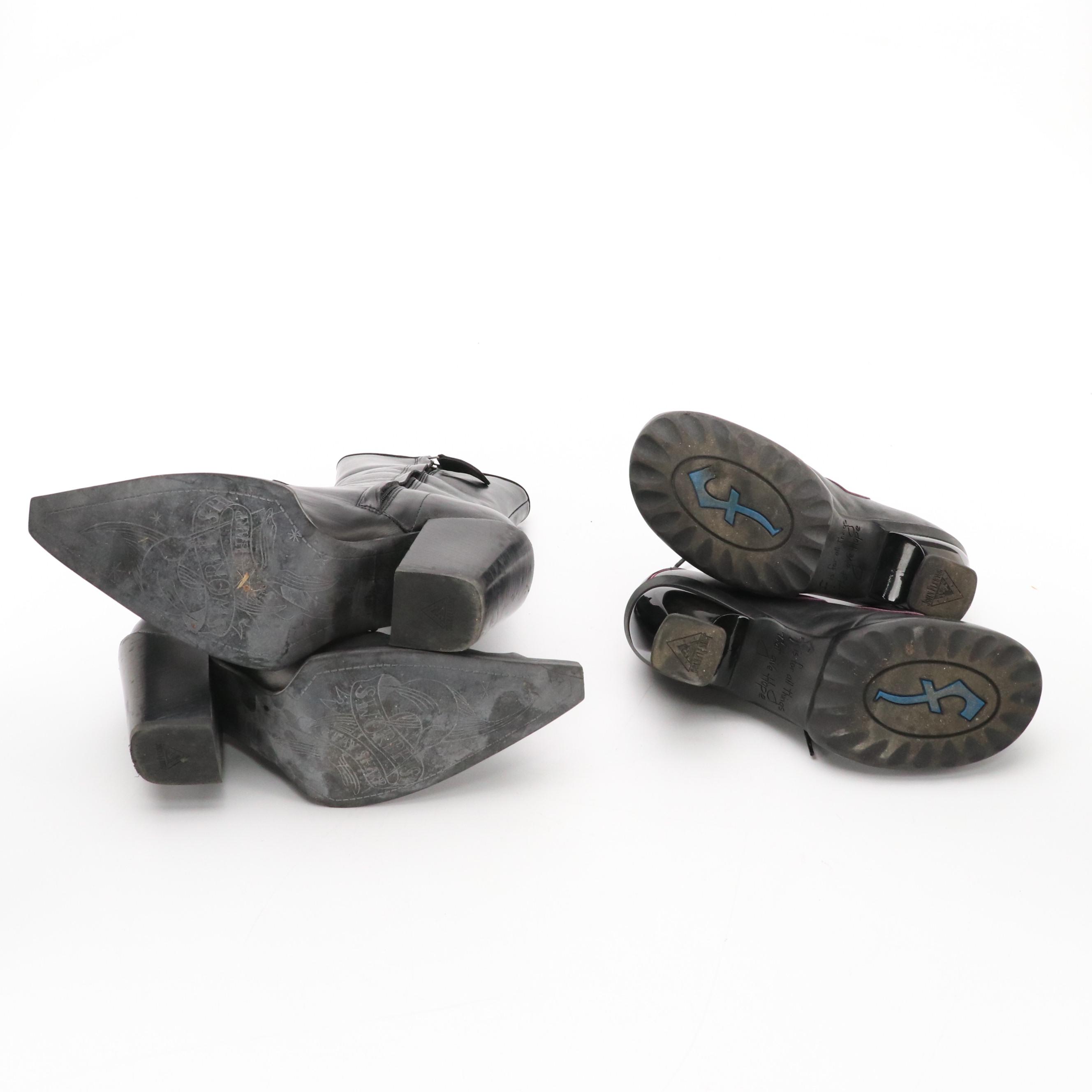 John Fluevog 'Swordfish Hi Dada Donuts' Studded Mid-Calf Boots, With Box