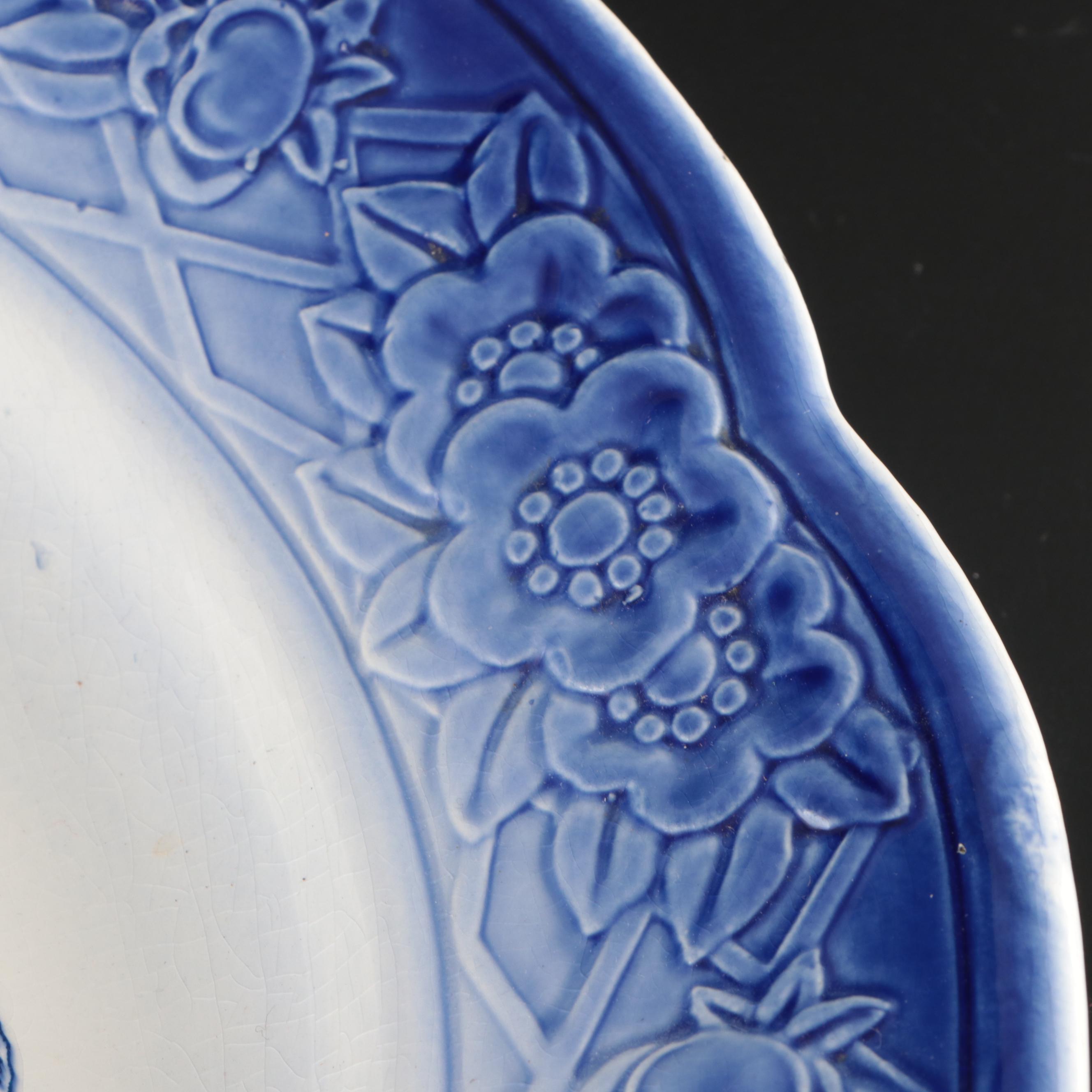 The Salem China Co. "Turkey" Blue Transferware Platter