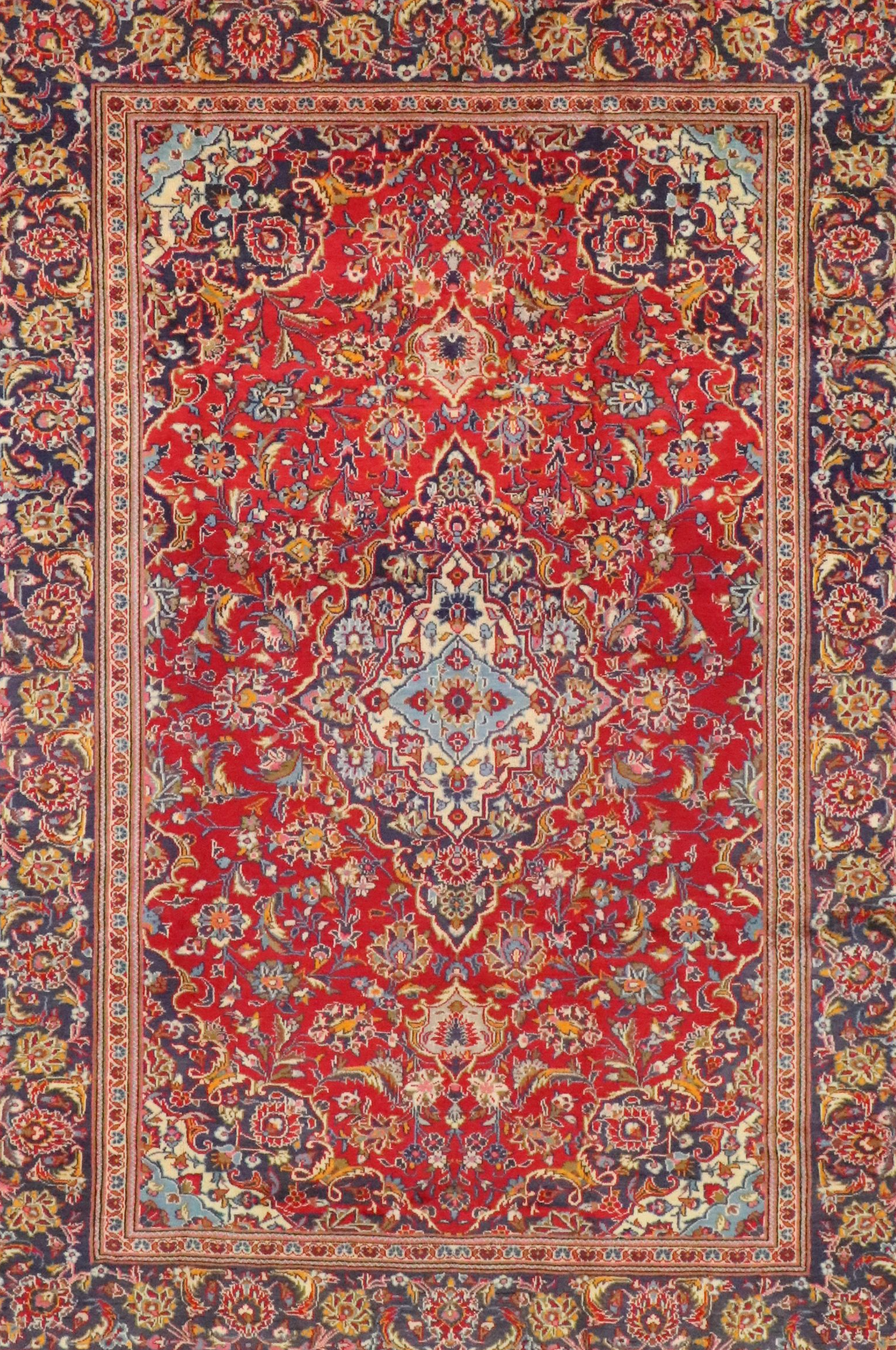 7'2 x 10'5 Hand-Knotted Persian Kashan Area Rug