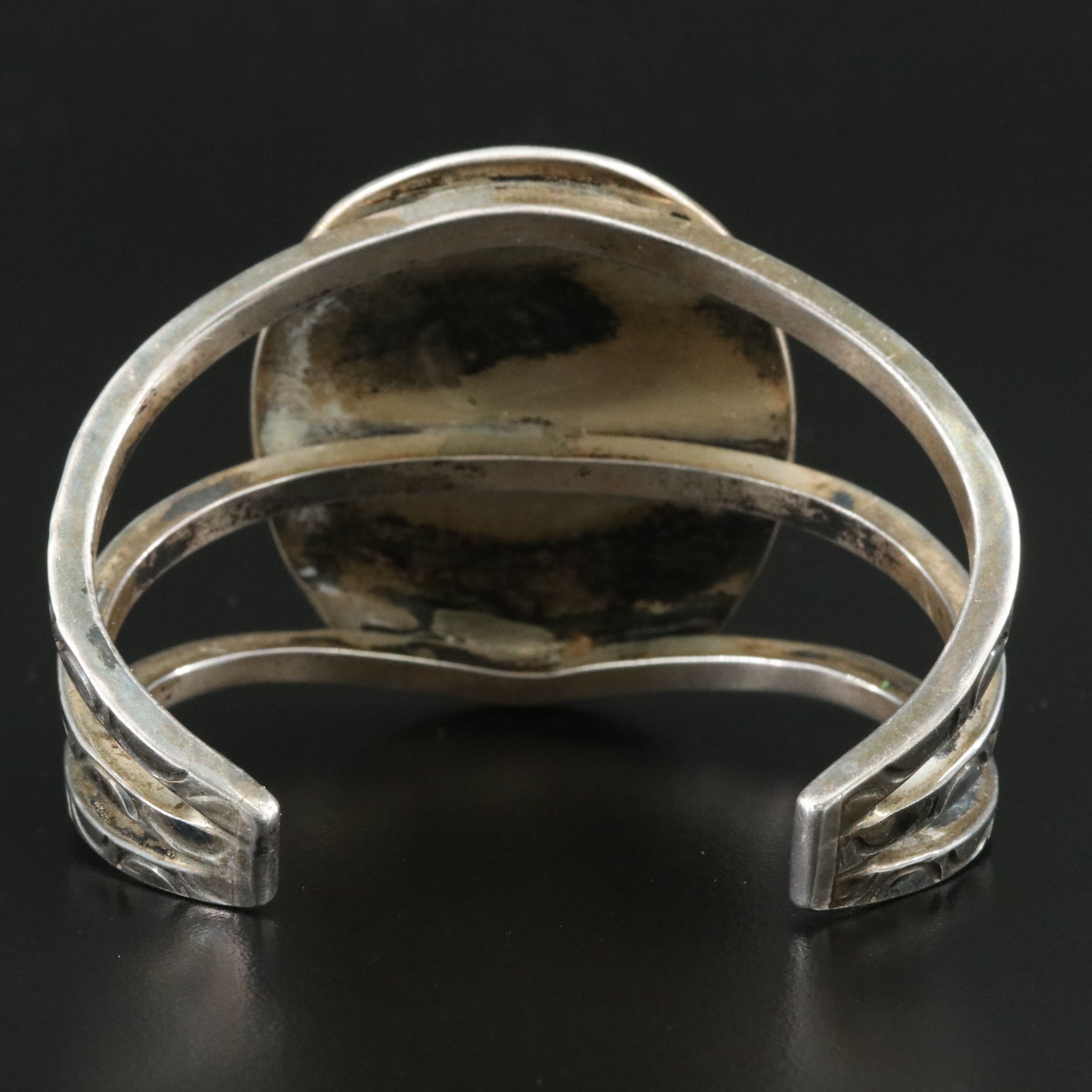 Sterling Turquoise and Coral Shadowbox Cuff Bracelet