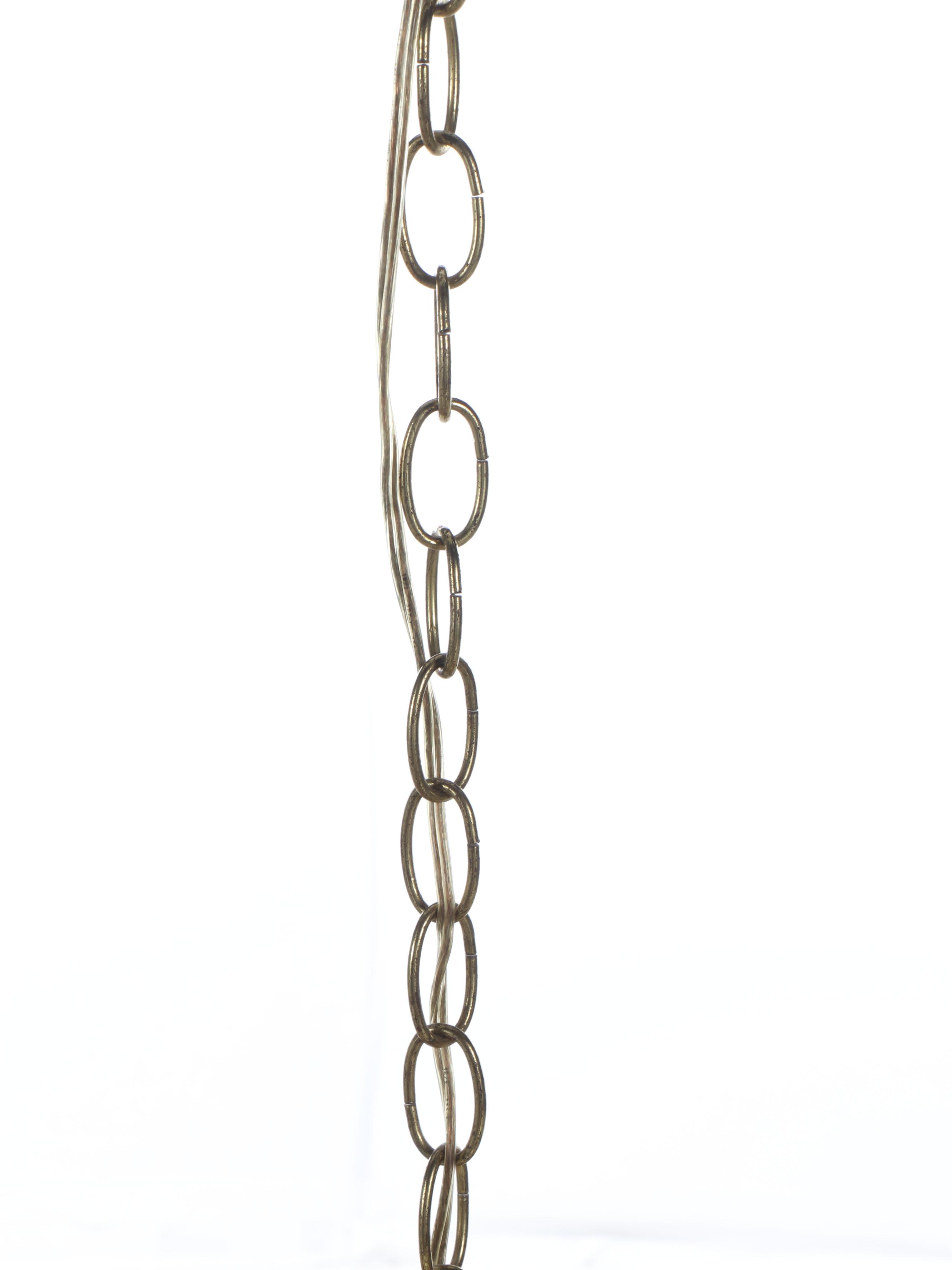 Pebbled Amber Glass and Slag Glass Panel Pendant Light, Mid to Late 20th C.