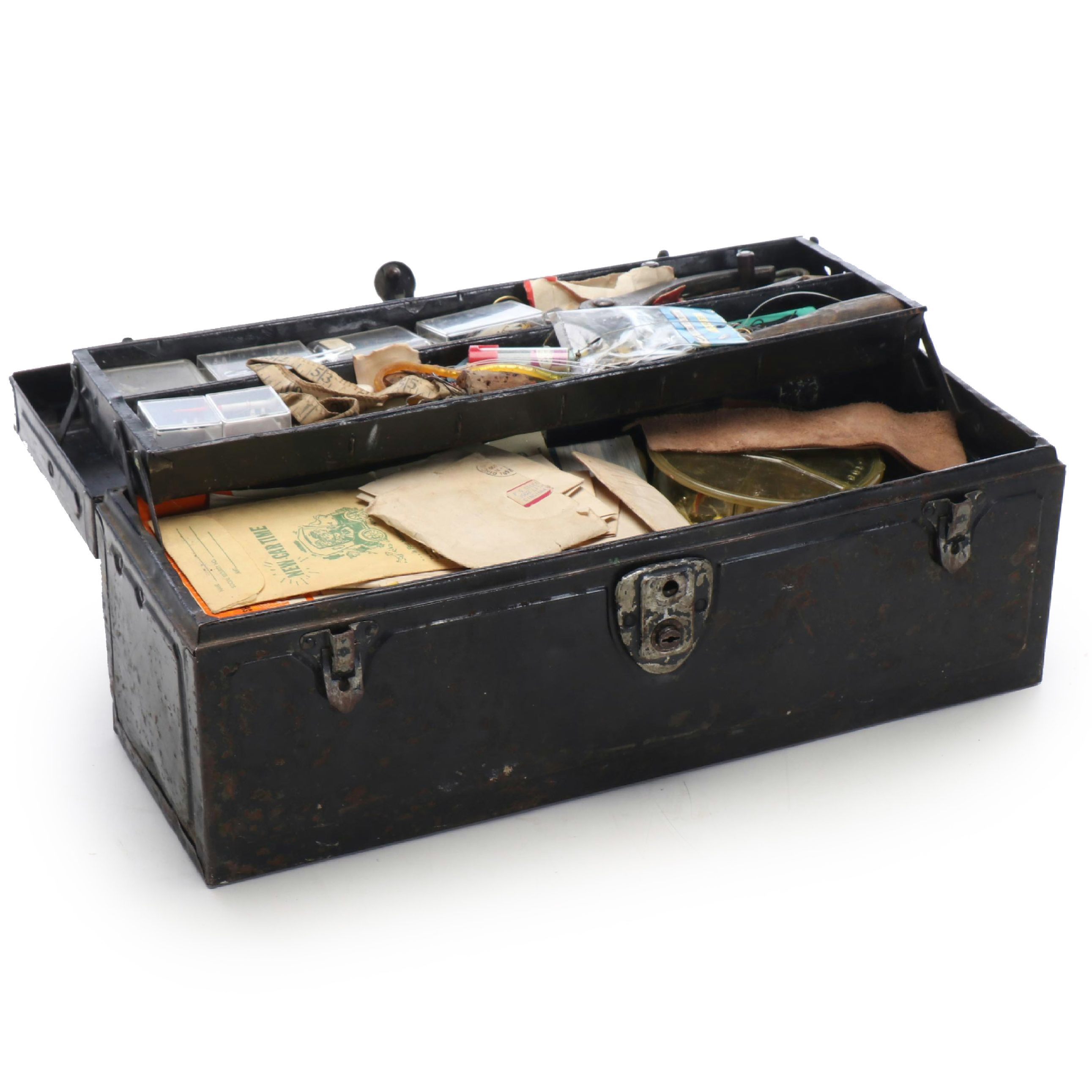 Metal Tackle Box with Fishing Accessories