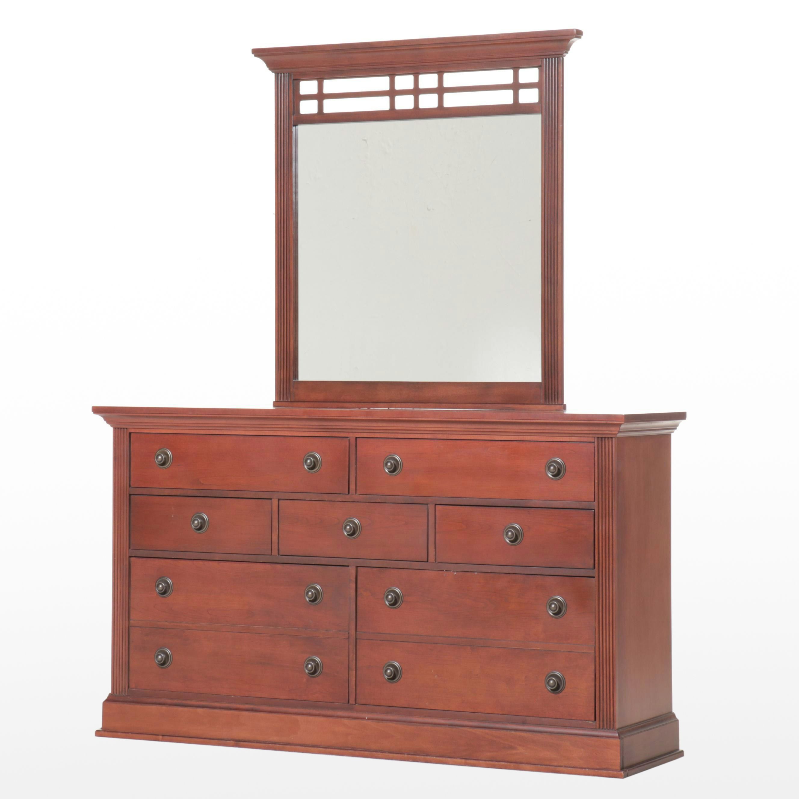 Broyhill Arts & Crafts Style Mahogany Dresser with Mirror