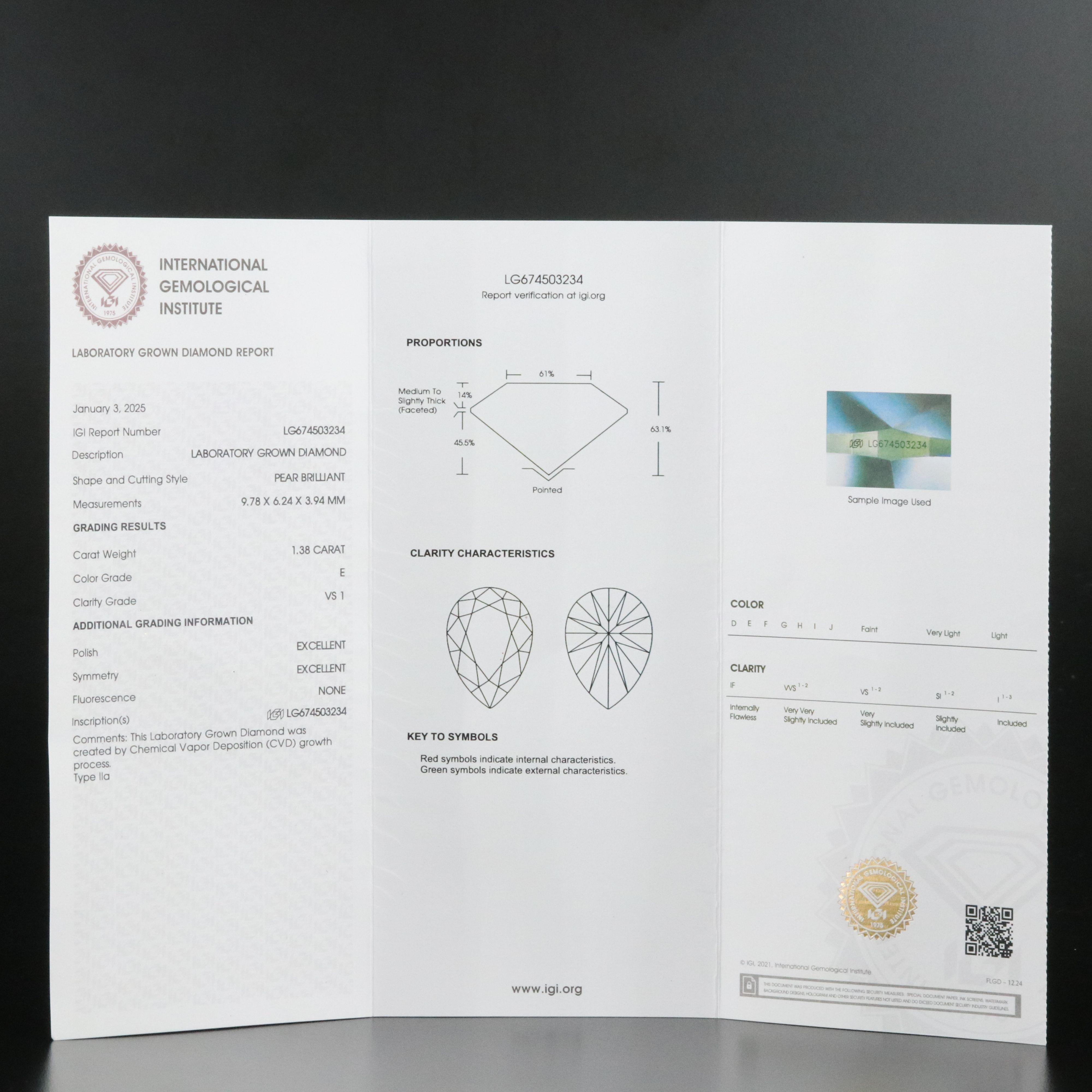 14K 2.68 CTW Lab Grown Diamond Stud Earrings with IGI Reports