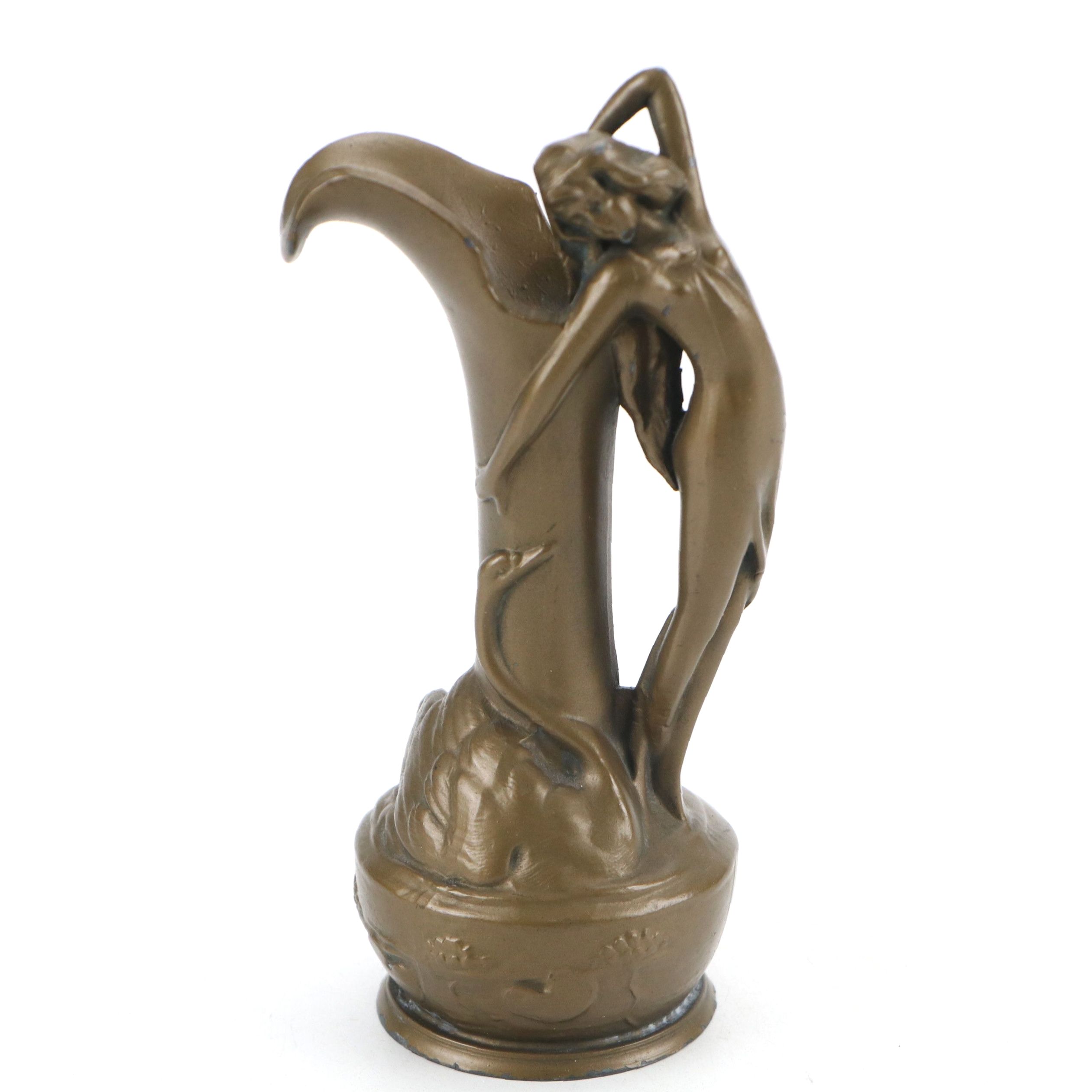 Art Nouveau Style Bronzed Spelter Leda and The Swan Motif Ewer