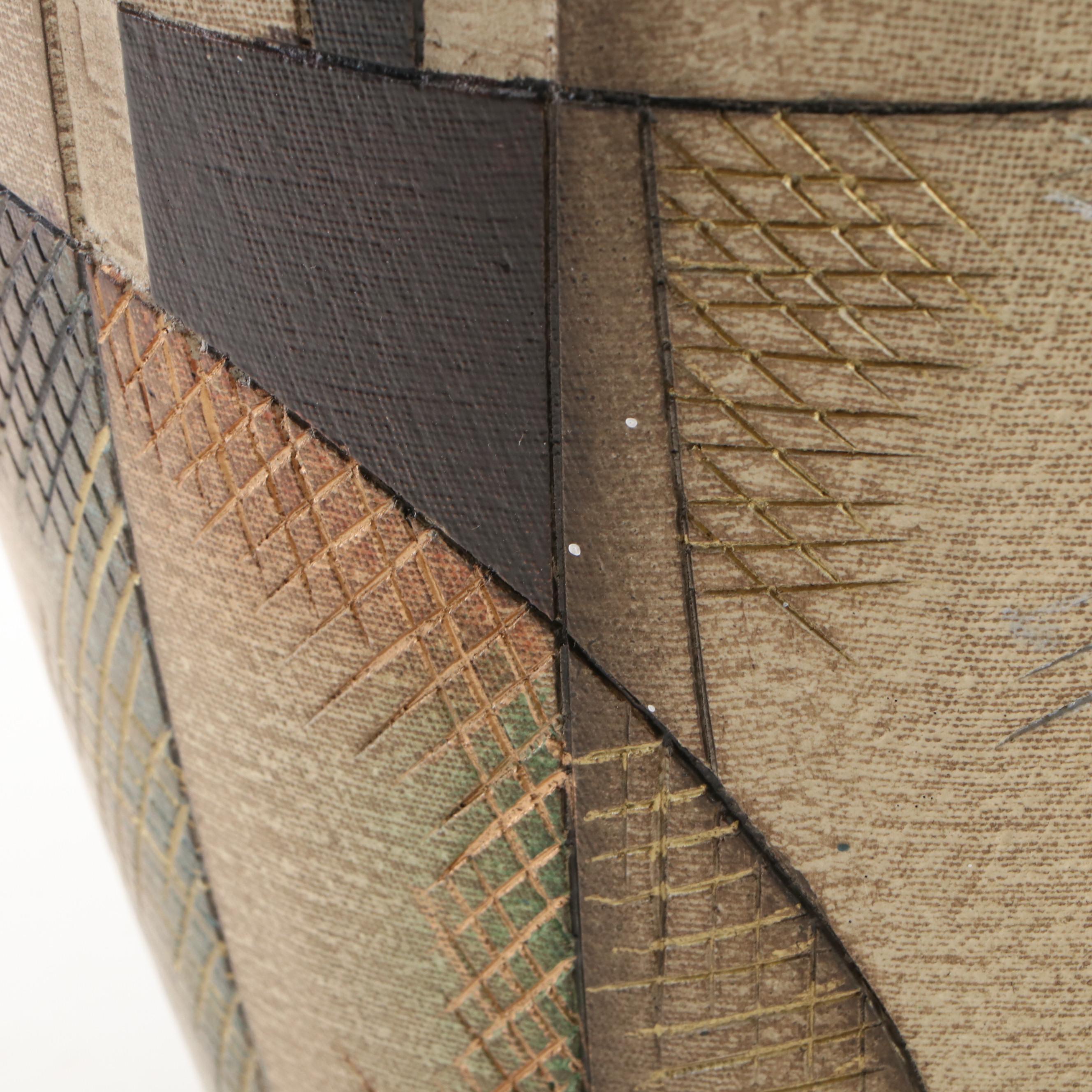 Contemporary Abstract Village Scene Textured Floor Vase