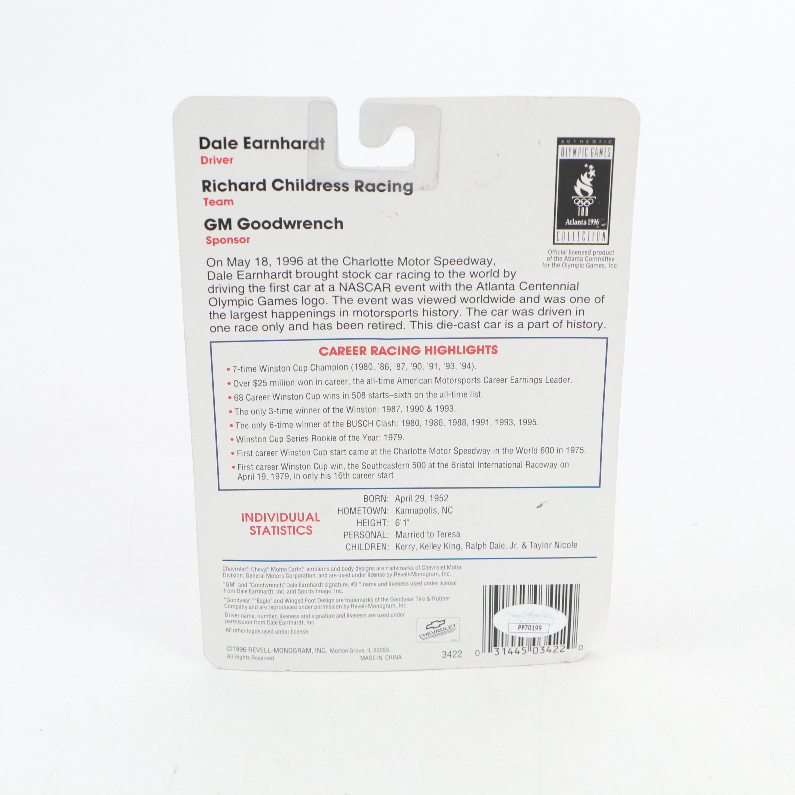 Dale Earnhardt Sr. Signed Racing Champions & Revell Diecast Car Packaging, JSA