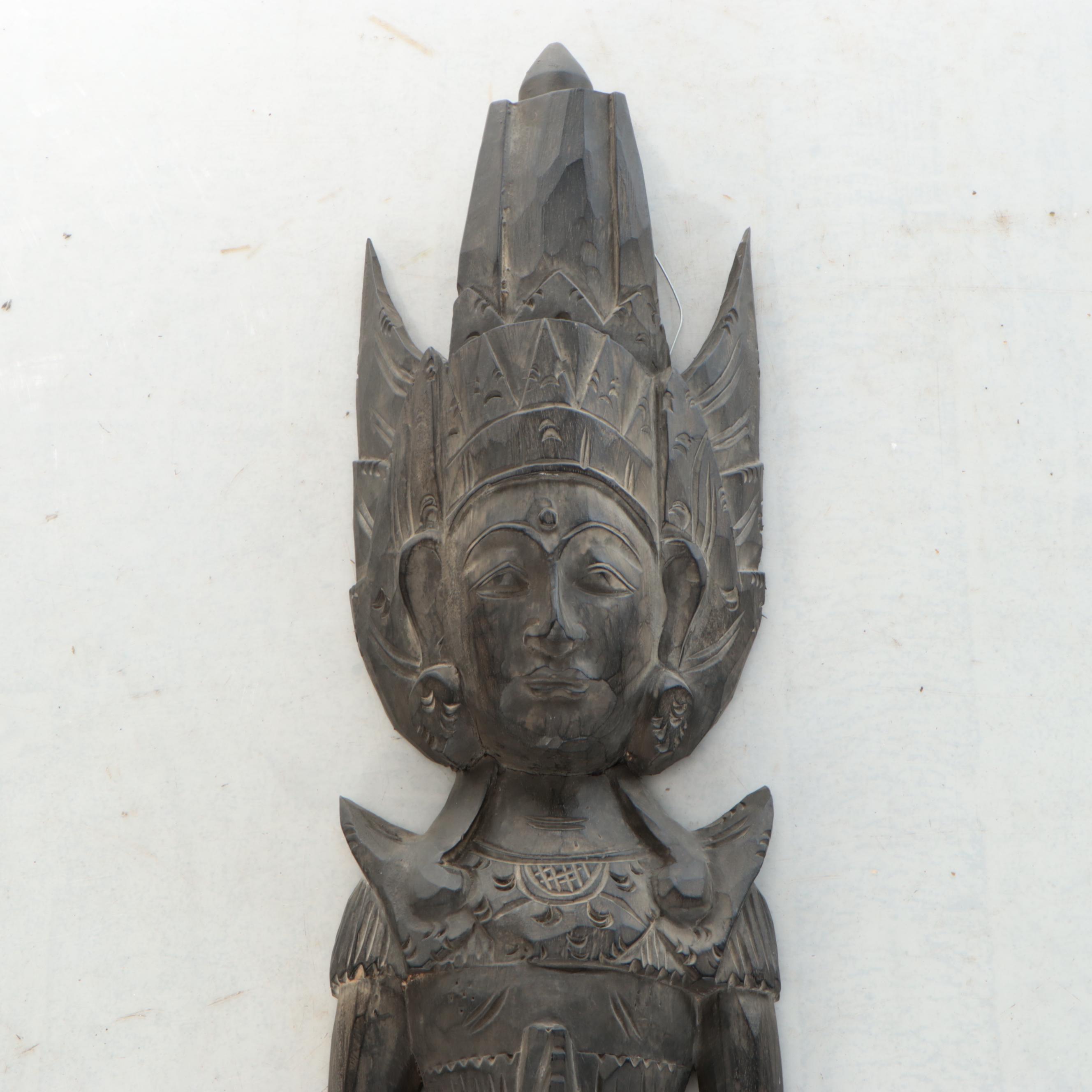 Arhaus "Rama" Carved Wooden Wall Sculpture