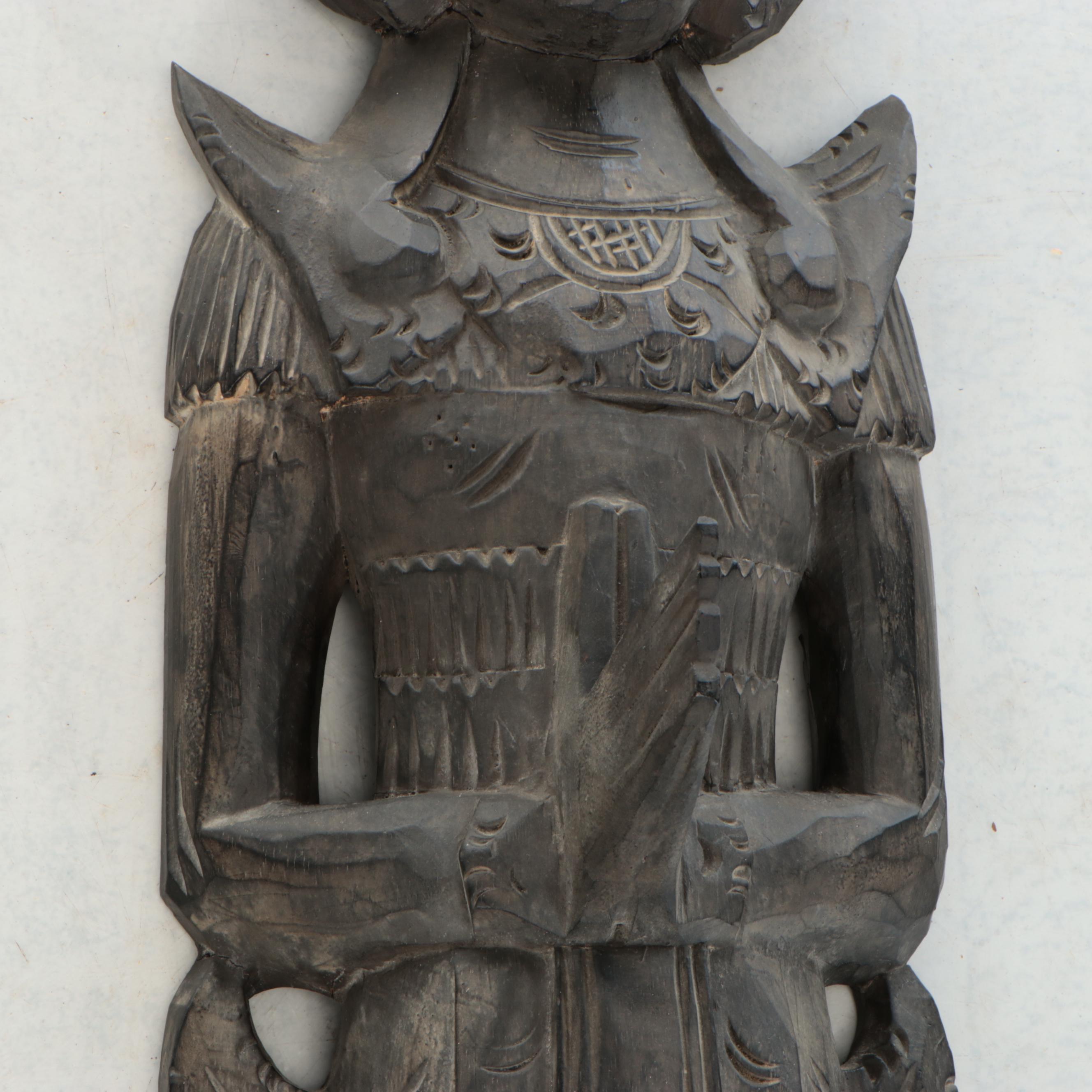 Arhaus "Rama" Carved Wooden Wall Sculpture