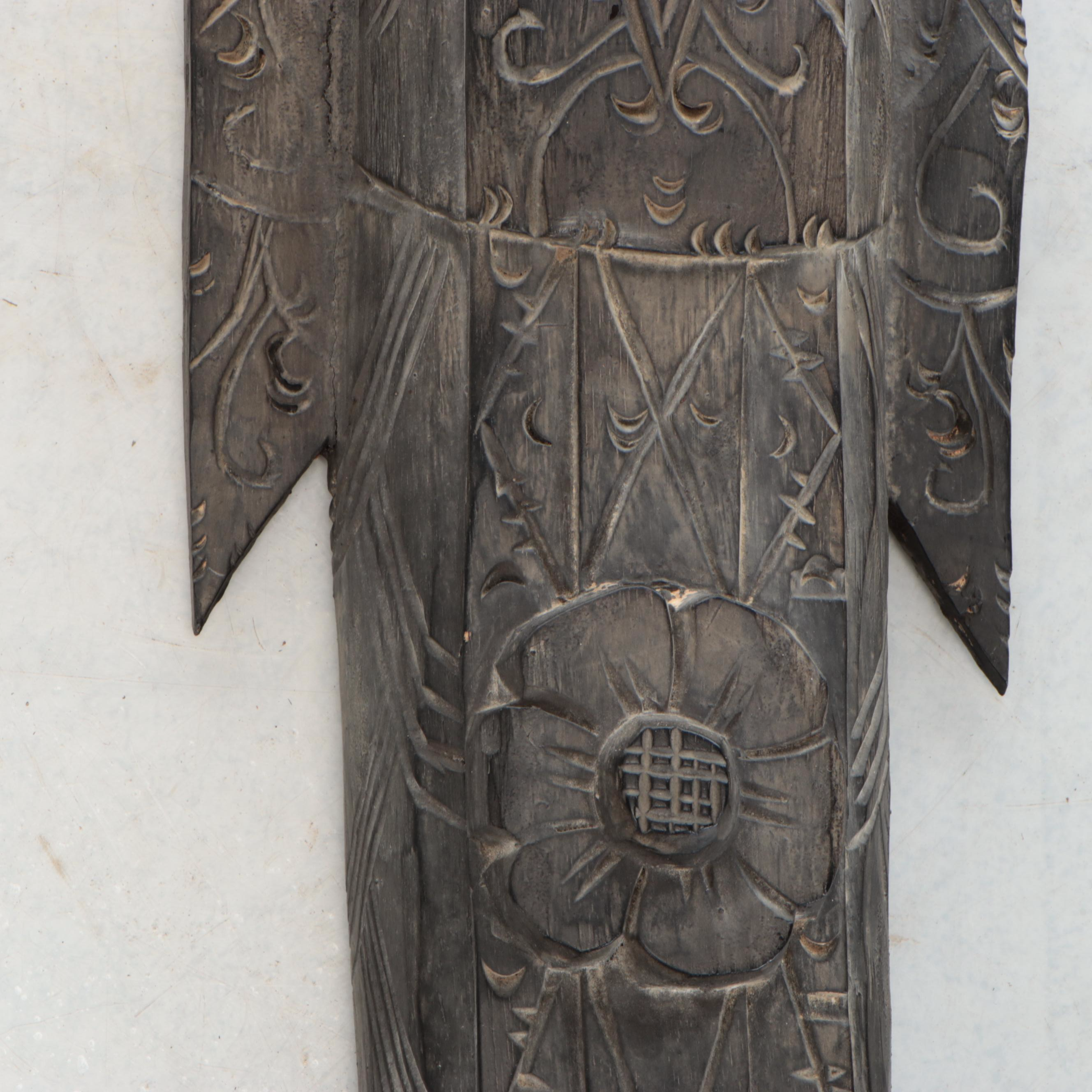 Arhaus "Rama" Carved Wooden Wall Sculpture