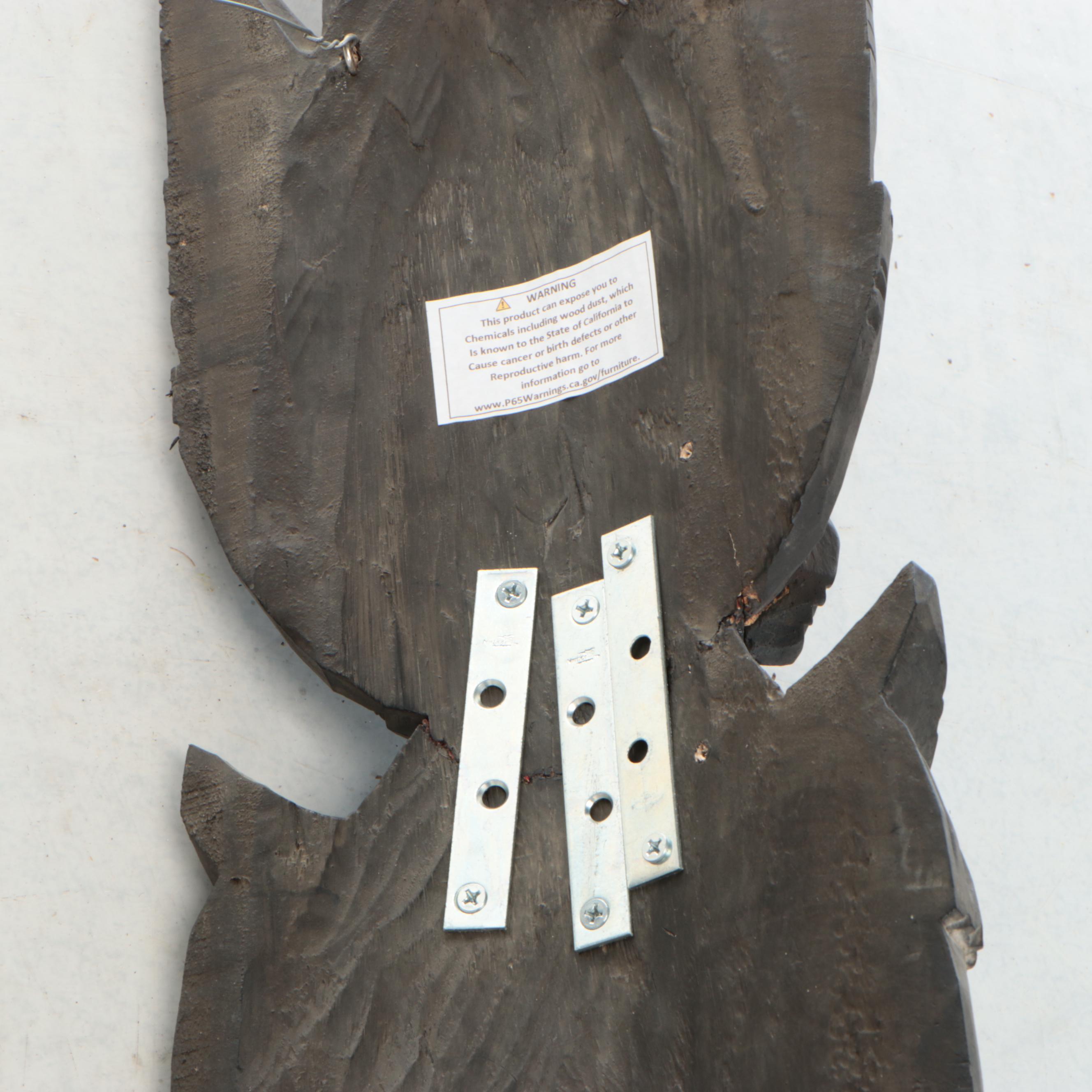 Arhaus "Rama" Carved Wooden Wall Sculpture