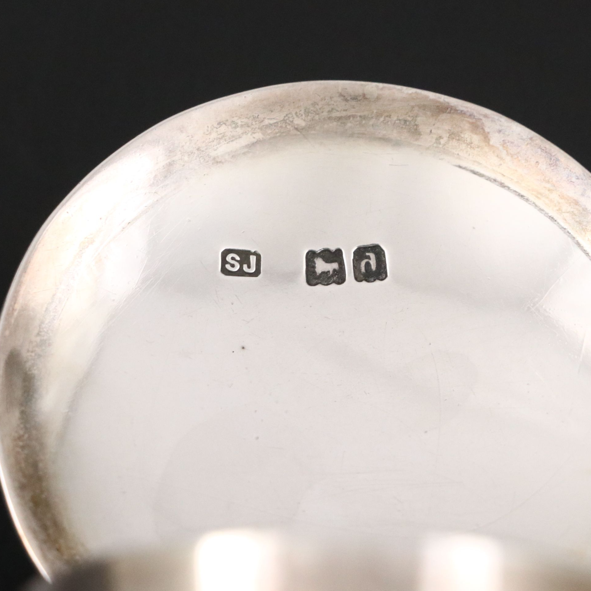 Samuel Jacob Monogrammed Glass and Sterling Silver Inkwell, 1899