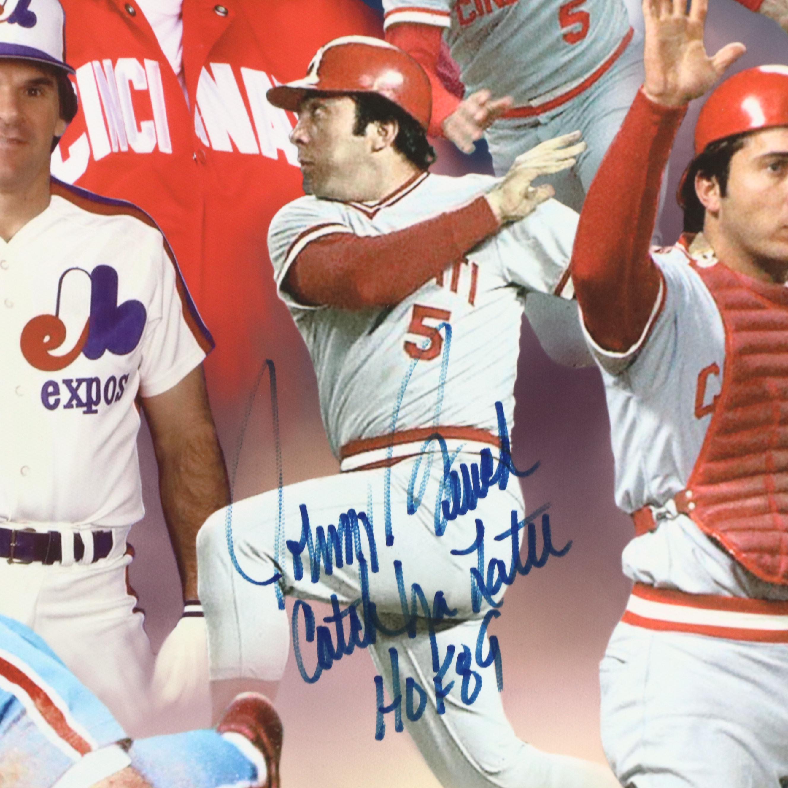 Johnny Bench and Pete Rose Signed Cincinnati Reds Canvas Print