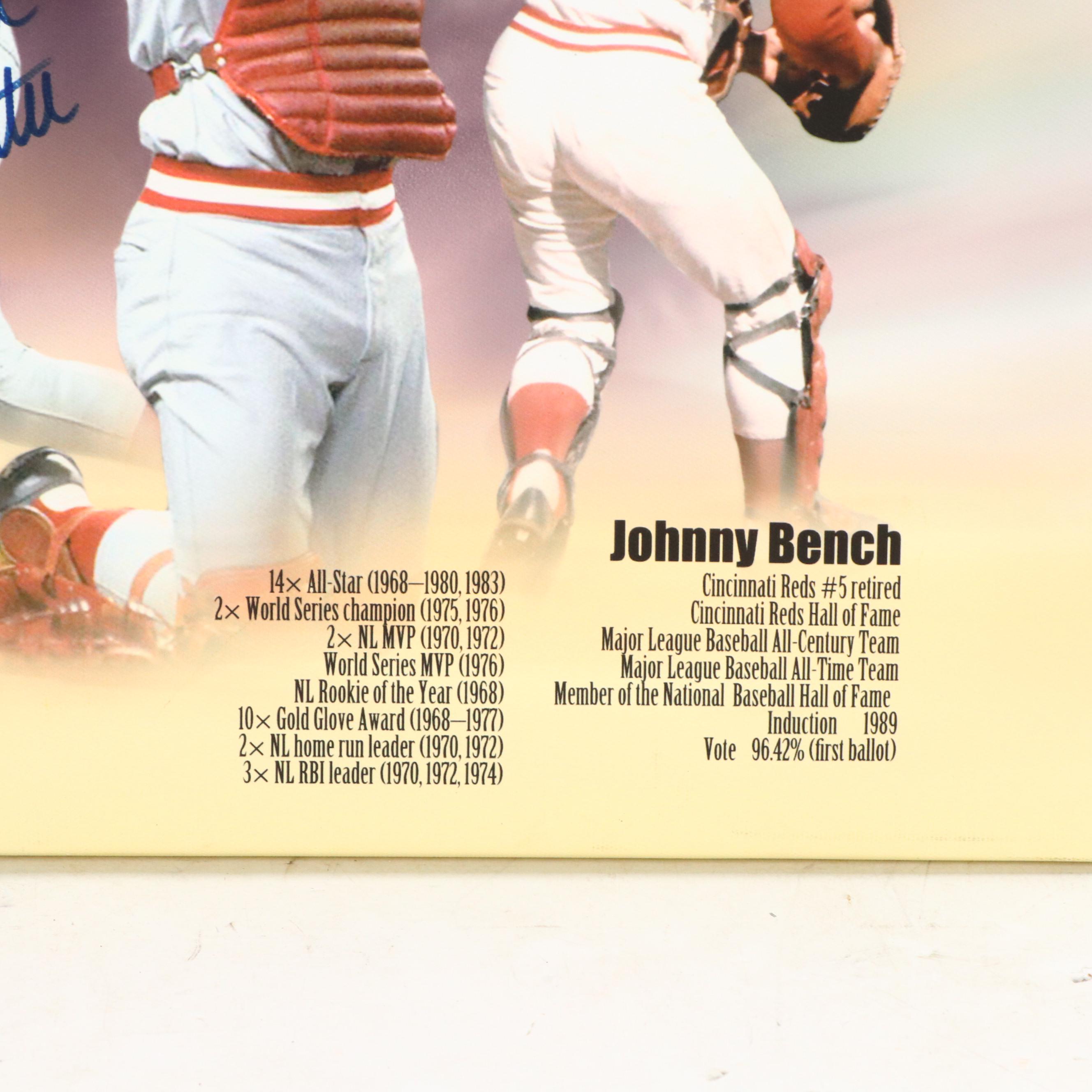 Johnny Bench and Pete Rose Signed Cincinnati Reds Canvas Print